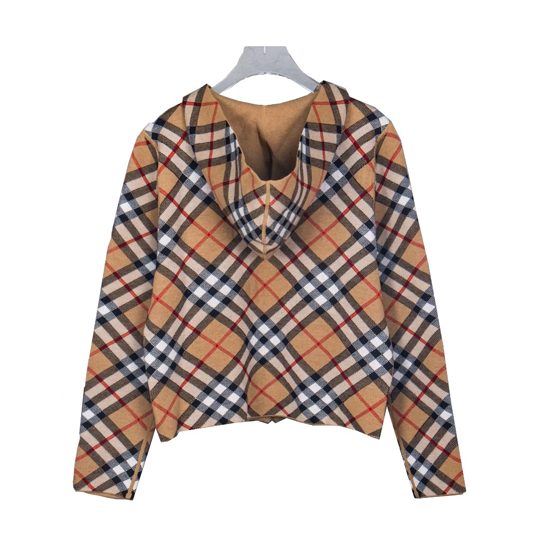 Burberry/巴宝莉 25ss 格纹双面穿羊毛提花开衫毛衣外套