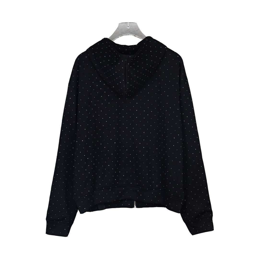 GOODBRAND 25FW 闪银星空烫钻拉链连帽卫衣