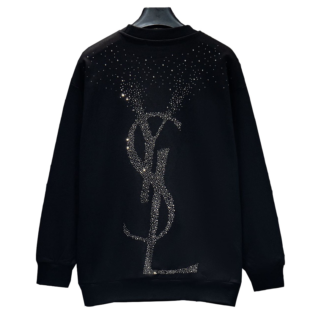Saint Laurent/圣罗兰 25Fw前后烫钻重工圆领卫衣
