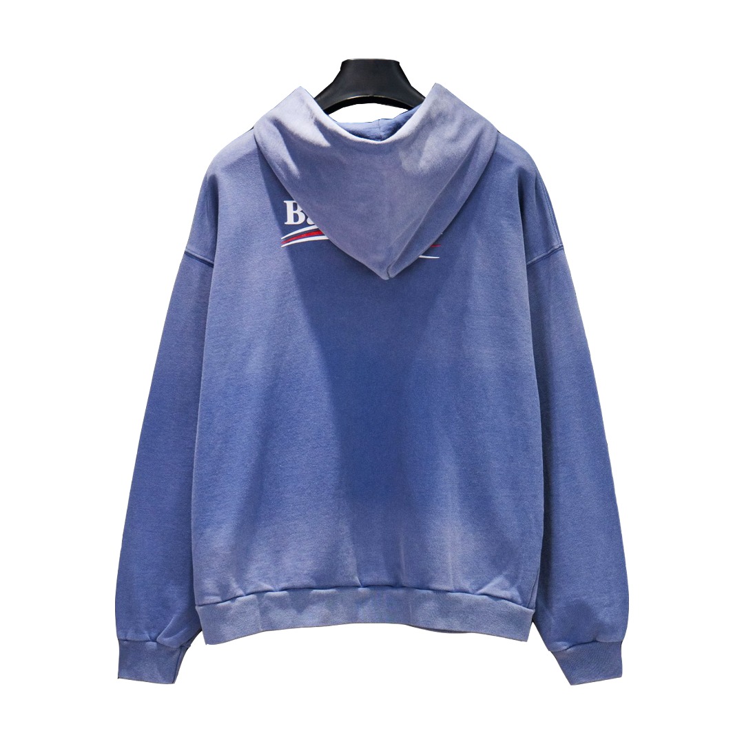Balenciaga/巴黎世家 25Fw可乐渐变连帽卫衣 喷砂蓝