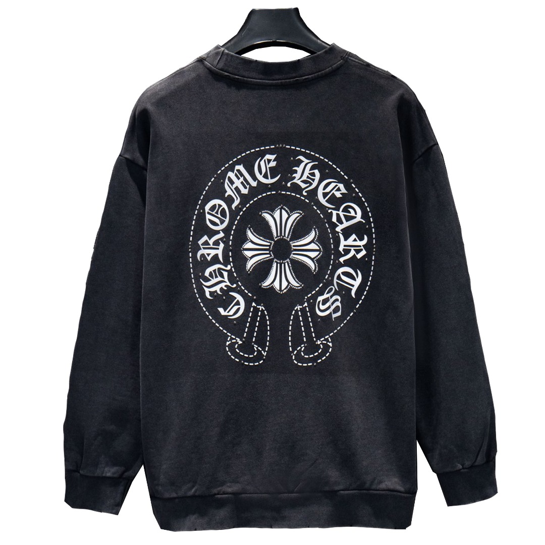 Chrome Hearts/克罗心25Fw烫钻水洗做旧圆领卫衣-High Quatity Cheap Brand wholesale wholesaler seller Clothes Bags handbags Sneakers Top Fashion Clothing Shoes from China Factory Chinese suppliers best Quality Beautiful Price Chrome Hearts/克罗心25Fw烫钻水洗做旧圆领卫衣