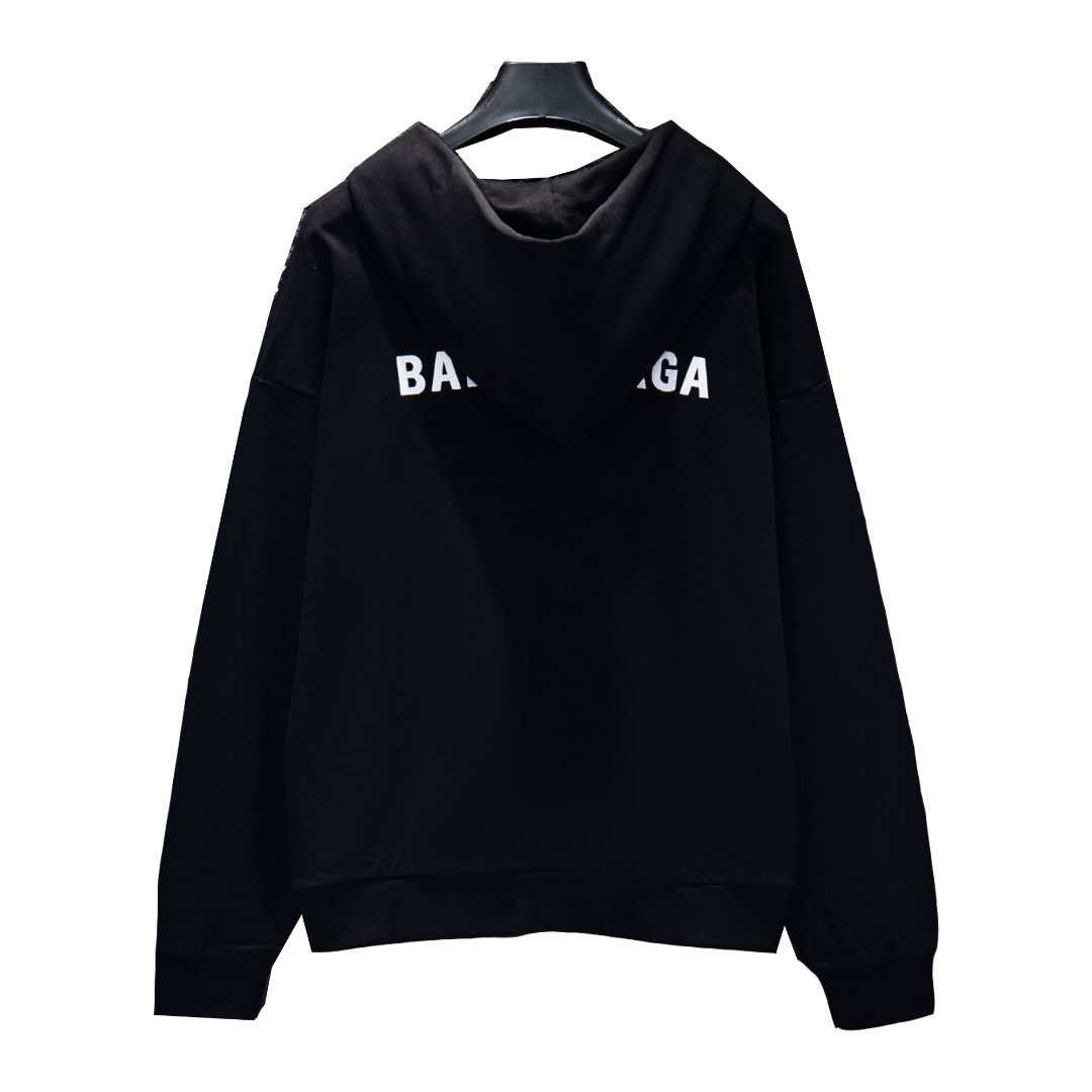 Balenciaga/巴黎世家 25Fw前后刺绣连帽卫衣 黑色 高级灰 灰白