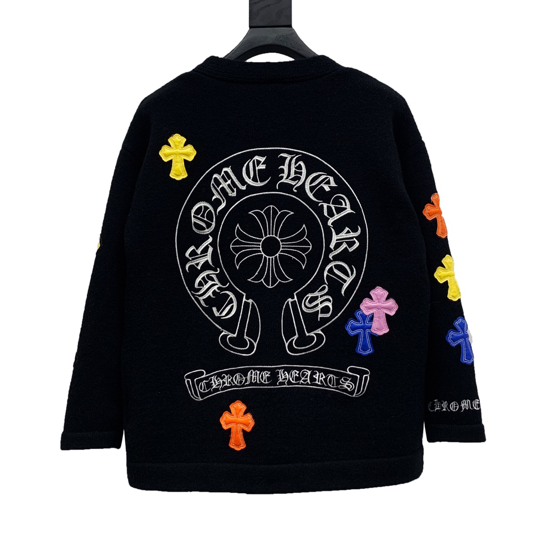 Chrome Hearts/克罗心 25Fw彩色十字架贴皮开衫外套针织衫