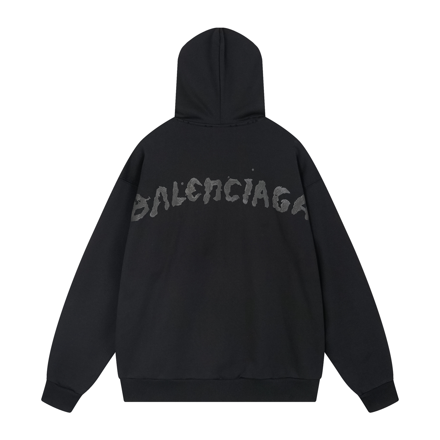 Balenciaga/巴黎世家 25ss 后背涂鸦水洗做旧连帽外套 水洗黑 红色