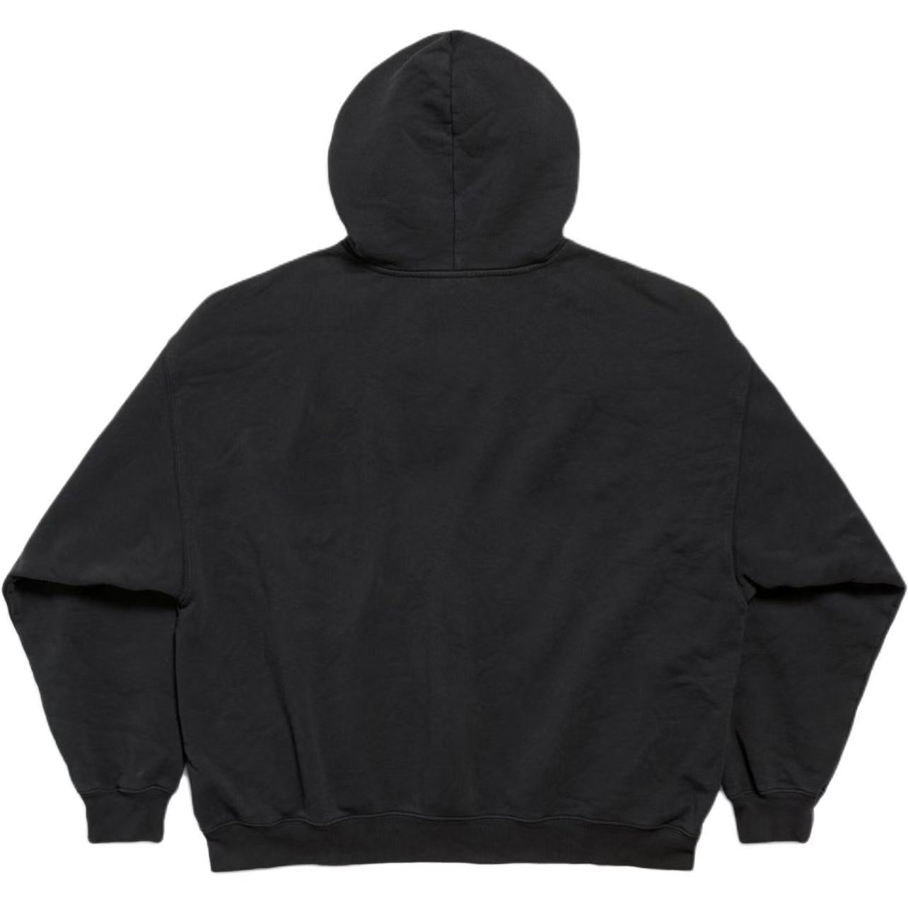 Balenciaga/巴黎世家 25Fw美纹纸胶刺绣连帽卫衣 洗水黑