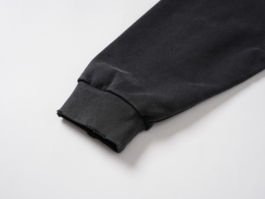 Balenciaga/巴黎世家 25Fw徽标做旧连帽卫衣 黑色
