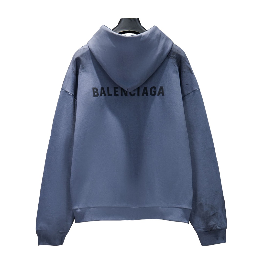 Balenciaga/巴黎世家 25Fw涂鸦前后刺绣连帽外套 涂鸦蓝