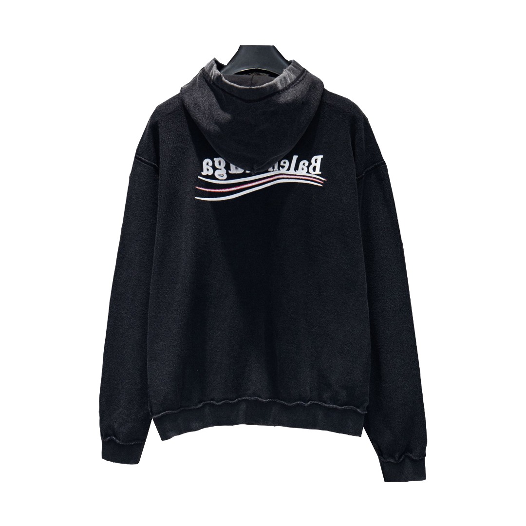 Balenciaga/巴黎世家 25Fw可乐双面穿连帽外套 水洗黑
