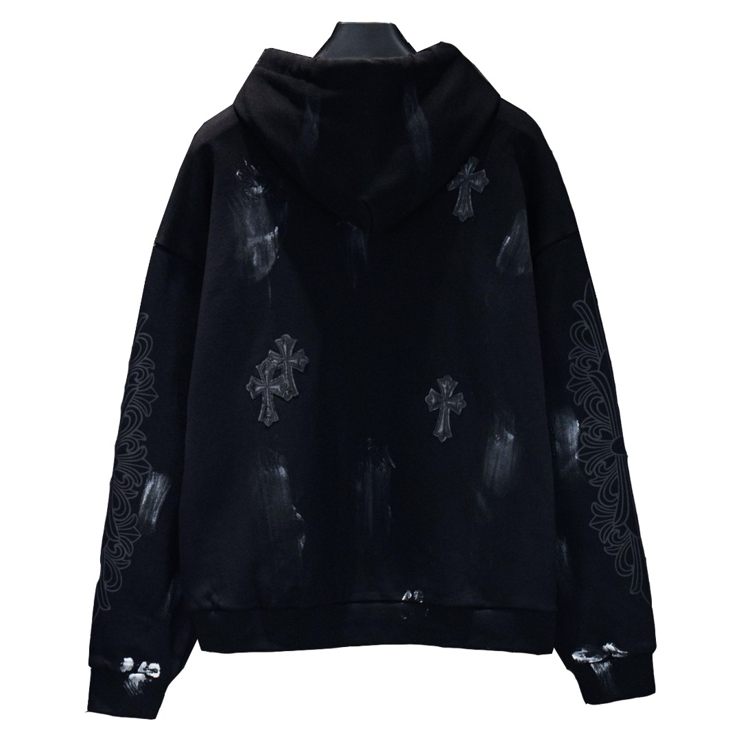 Chrome Hearts/克罗心 25Fw 重工做旧新款涂鸦拉链外套黑色