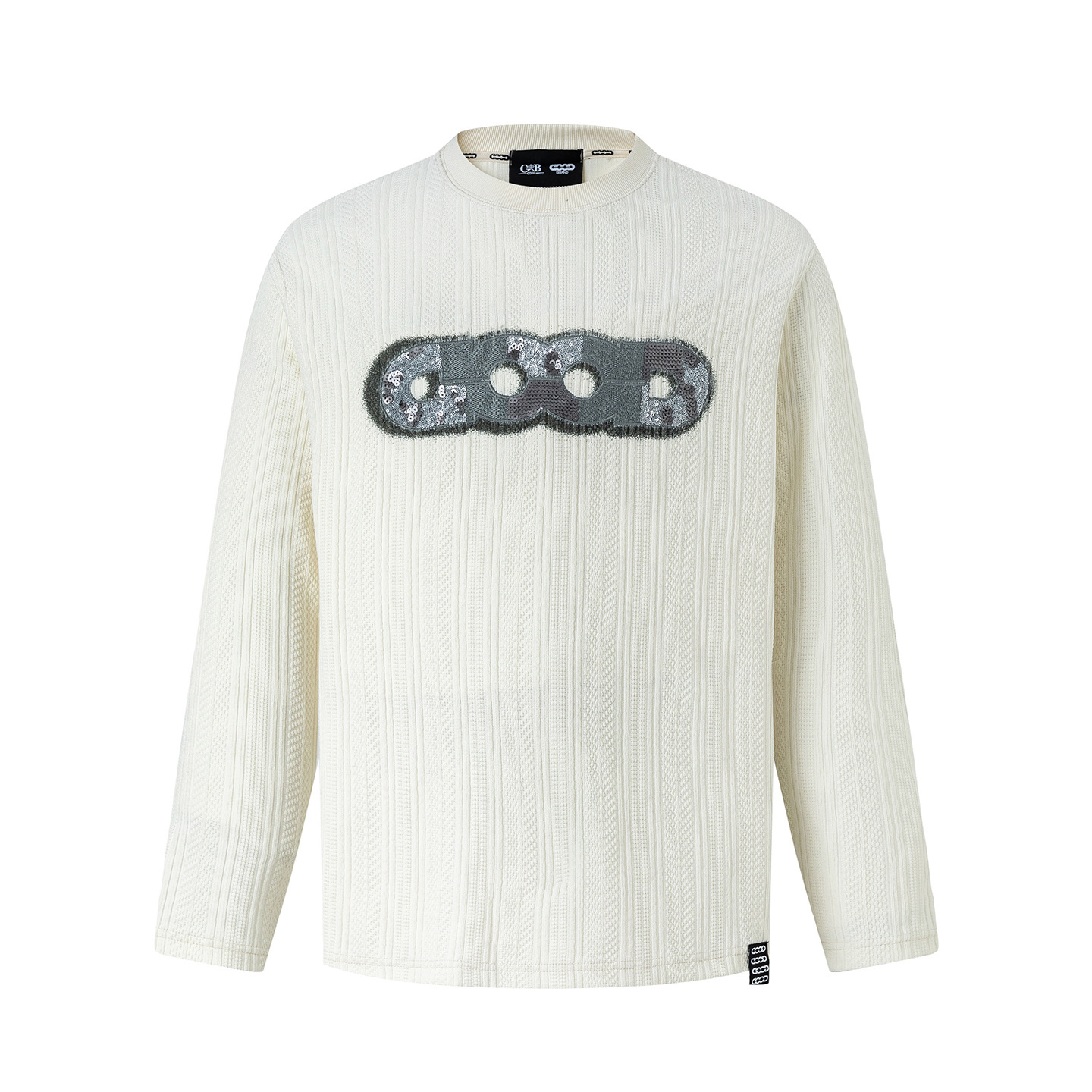 GOODBRAND25Fw拼接珠片针织长袖 黑色 杏色