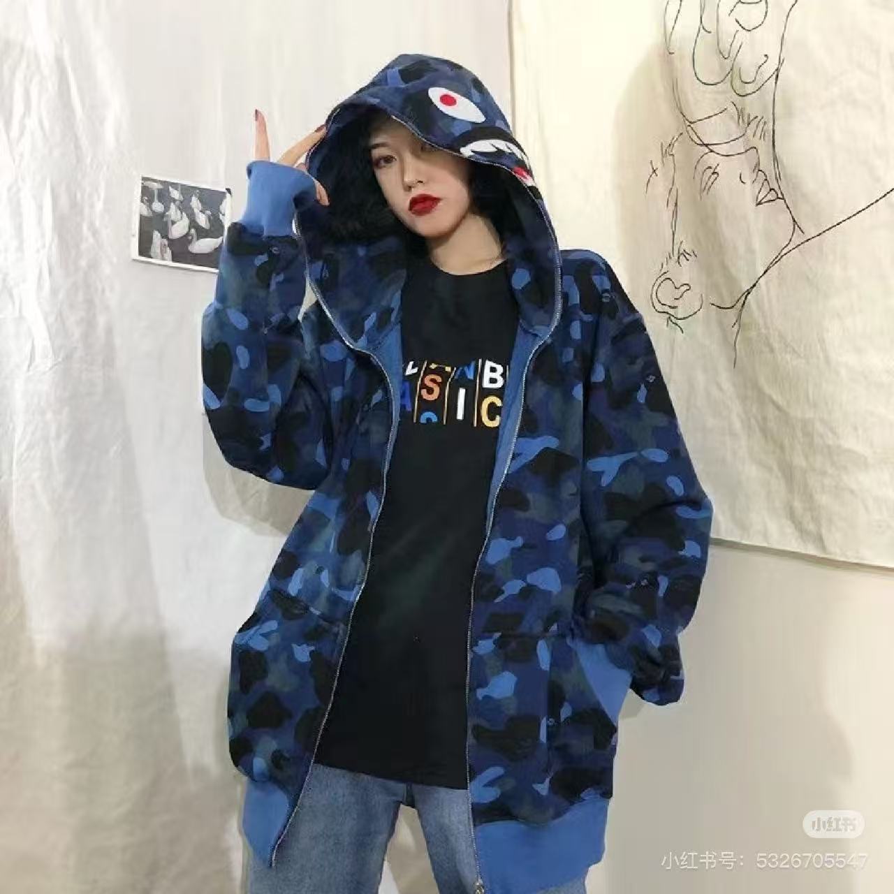 Bape美式潮牌单帽鲨鱼外套拉链-Chinese UA Cheap High Quatity Brand Clothes Bags handbags Sneakers wholesale wholesaler seller from China Factory suppliers Fashion Clothing Shoes best Quality Beautiful Price Bape美式潮牌单帽鲨鱼外套拉链
