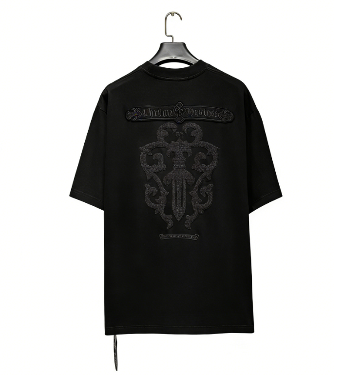 Chrome Hearts/克罗心重工做日磨破中空绣五金短袖 黑色 白色-Chinese UA Cheap High Quatity Brand Clothes Bags handbags Sneakers wholesale wholesaler seller from China Factory suppliers Fashion Clothing Shoes best Quality Beautiful Price Chrome Hearts/克罗心重工做日磨破中空绣五金短袖 黑色 白色