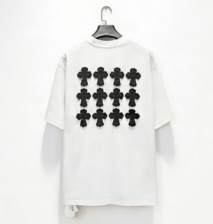 Chromehearts/克罗心26ss重工破水洗贴布绣短袖 黑色 白色