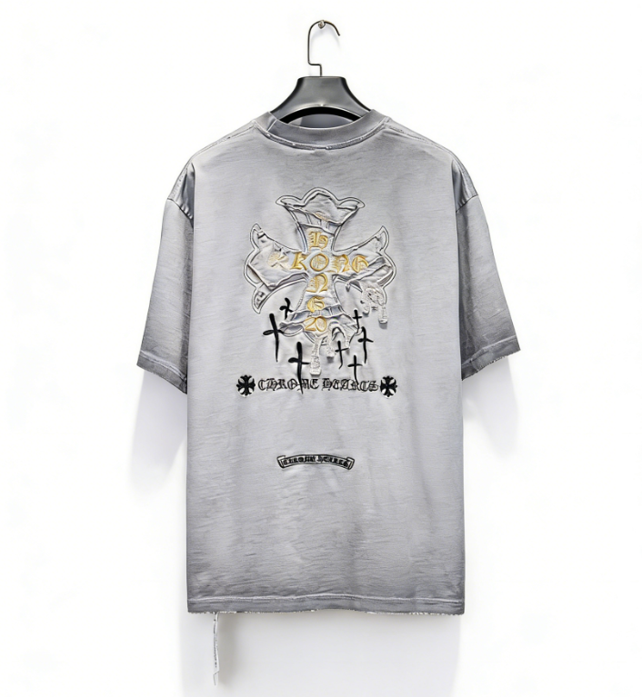Chrome Hearts 克罗心重工反底炒色贴布绣破短袖-Chinese UA Cheap High Quatity Brand Clothes Bags handbags Sneakers wholesale wholesaler seller from China Factory suppliers Fashion Clothing Shoes best Quality Beautiful Price Chrome Hearts 克罗心重工反底炒色贴布绣破短袖