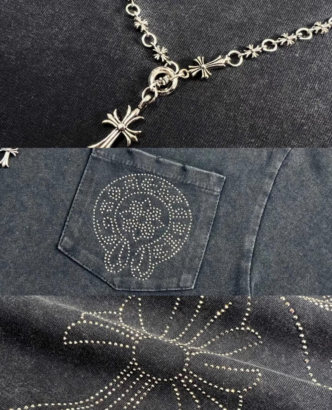 Chrome Hearts 克罗心 26ss 水洗烫钻做旧圆领短袖-Chinese UA Cheap High Quatity Brand Clothes Bags handbags Sneakers wholesale wholesaler seller from China Factory suppliers Fashion Clothing Shoes best Quality Beautiful Price Chrome Hearts 克罗心 26ss 水洗烫钻做旧圆领短袖