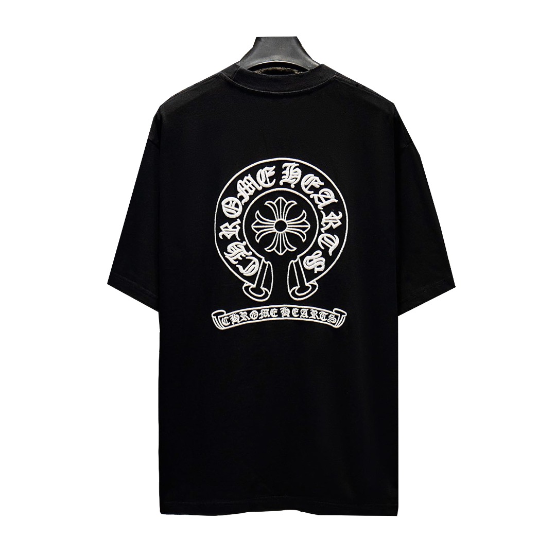 (遇热遇光变色） ChromeHearts 克罗心 26ss 重工做旧磨破中空绣温感变色短袖