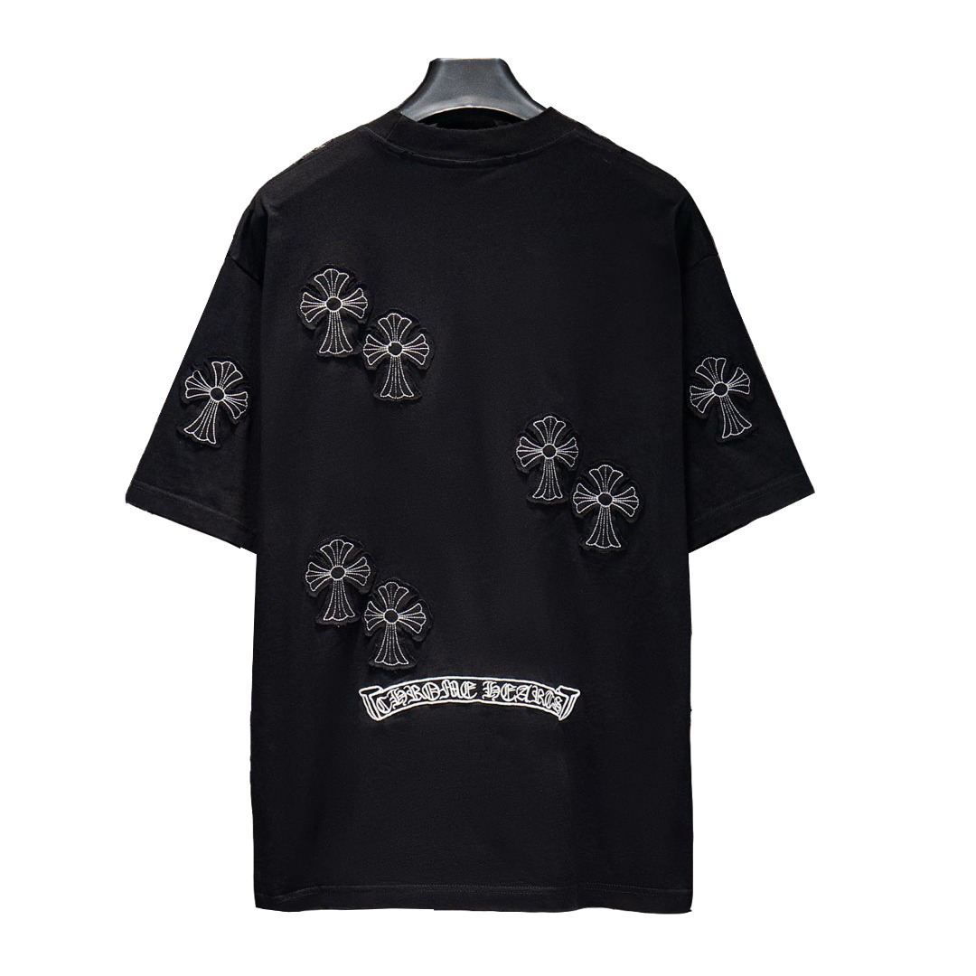 Chrome Hearts/克罗心 26SS 贴布刺绣圆领短袖-Chinese UA Cheap High Quatity Brand Clothes Bags handbags Sneakers wholesale wholesaler seller from China Factory suppliers Fashion Clothing Shoes best Quality Beautiful Price Chrome Hearts/克罗心 26SS 贴布刺绣圆领短袖