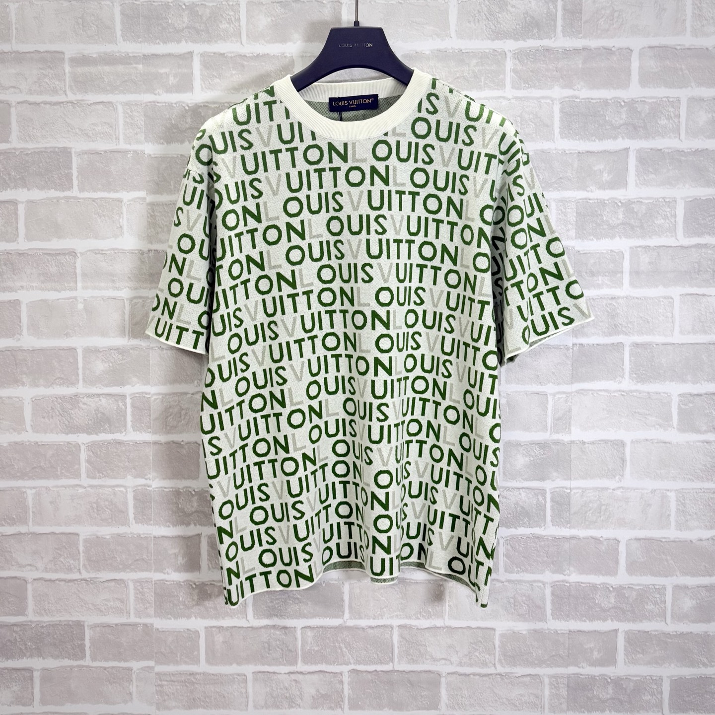 P163 L*UIS VUITTON 26SS nuevo producto a principios de primavera Camiseta de cuello redondo de punto jacquard Tejido 10…