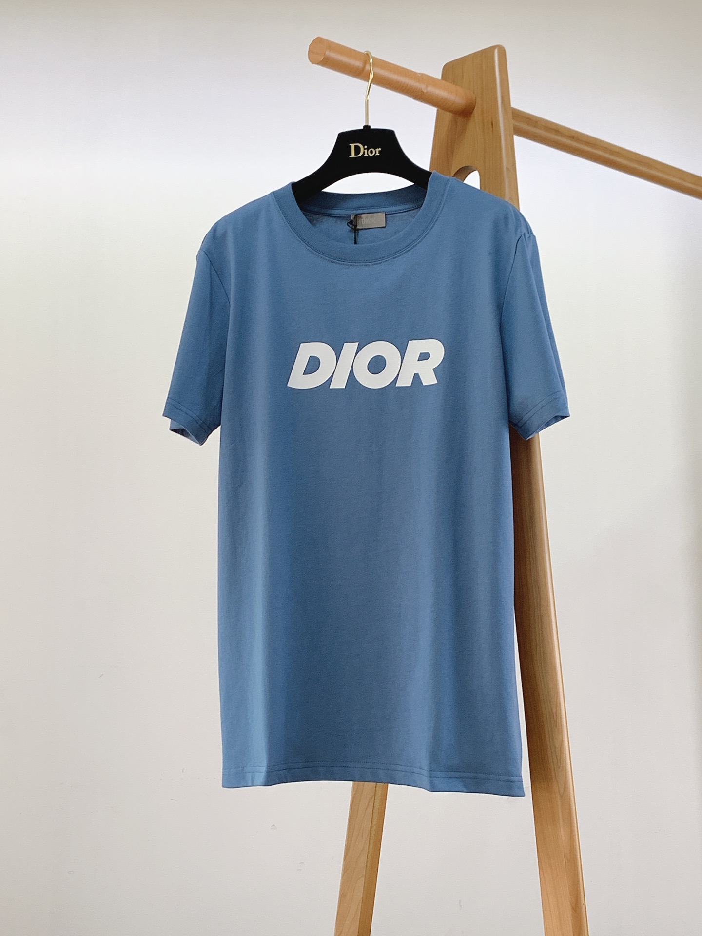 Dior Clothing T-Shirt Most Desired
 Blue Printing Cotton Knitting Spring/Summer Collection Fashion Short Sleeve