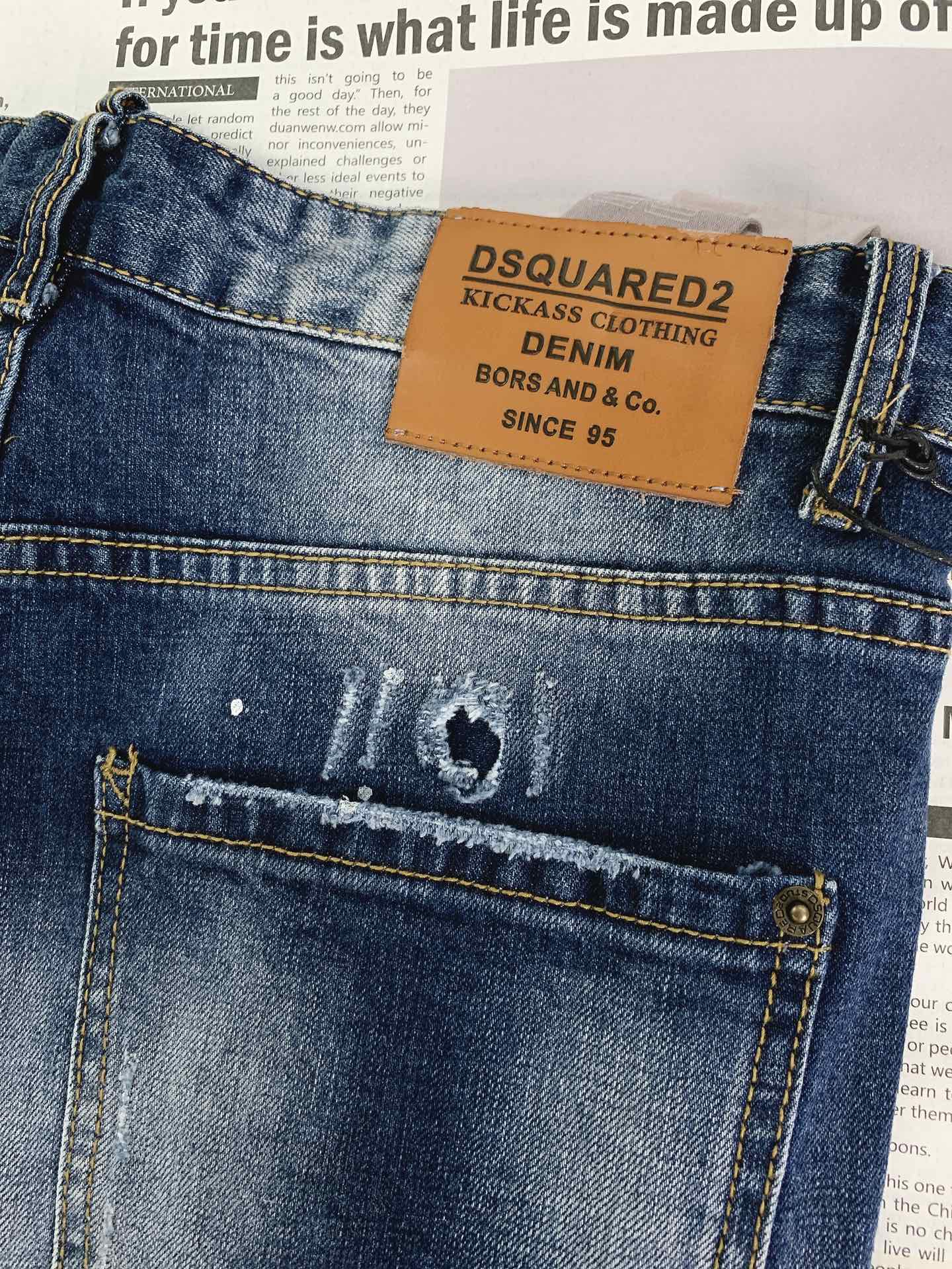 DSQUARED2D二次方2024FW早秋新品复古休闲牛仔裤进口水洗弹力面料超重工洗水工艺上身舒适透气有