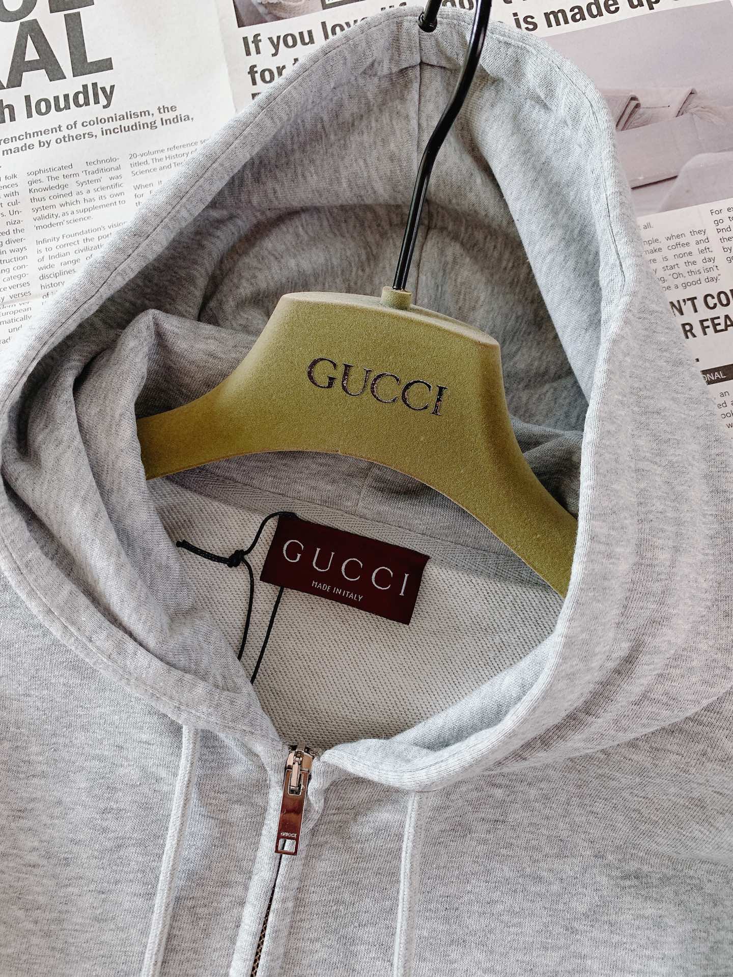 Gucci古驰2024FW秋冬新品高密织造薄棉极简款刺绣连帽卫衣精致工艺高级质感经典单品这些都是意式穿搭