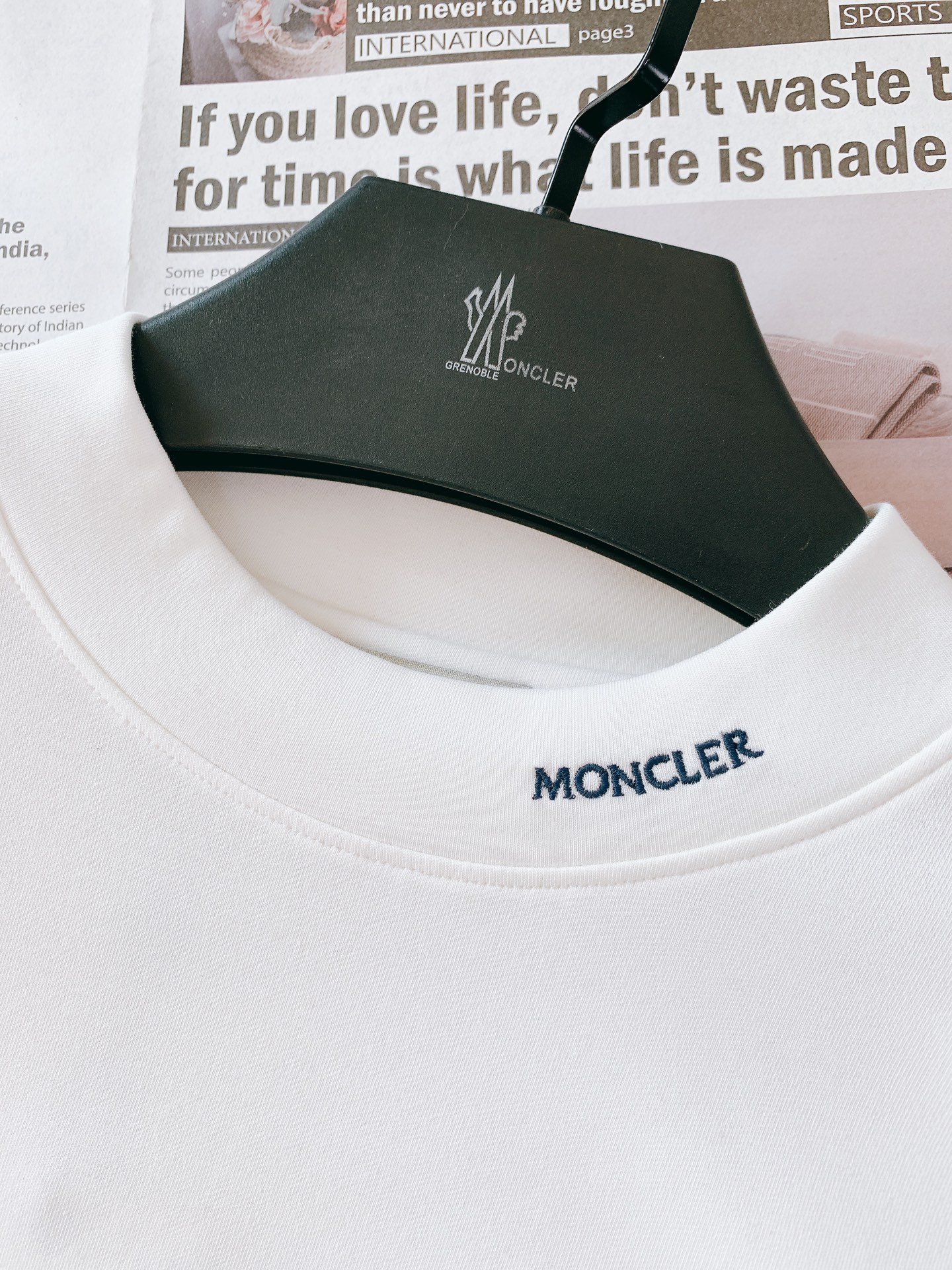 Moncler蒙口2024FW早秋新品圆领长袖打底衫立体感logo廓形半袖打底T恤高支埃及长绒棉手感面糯