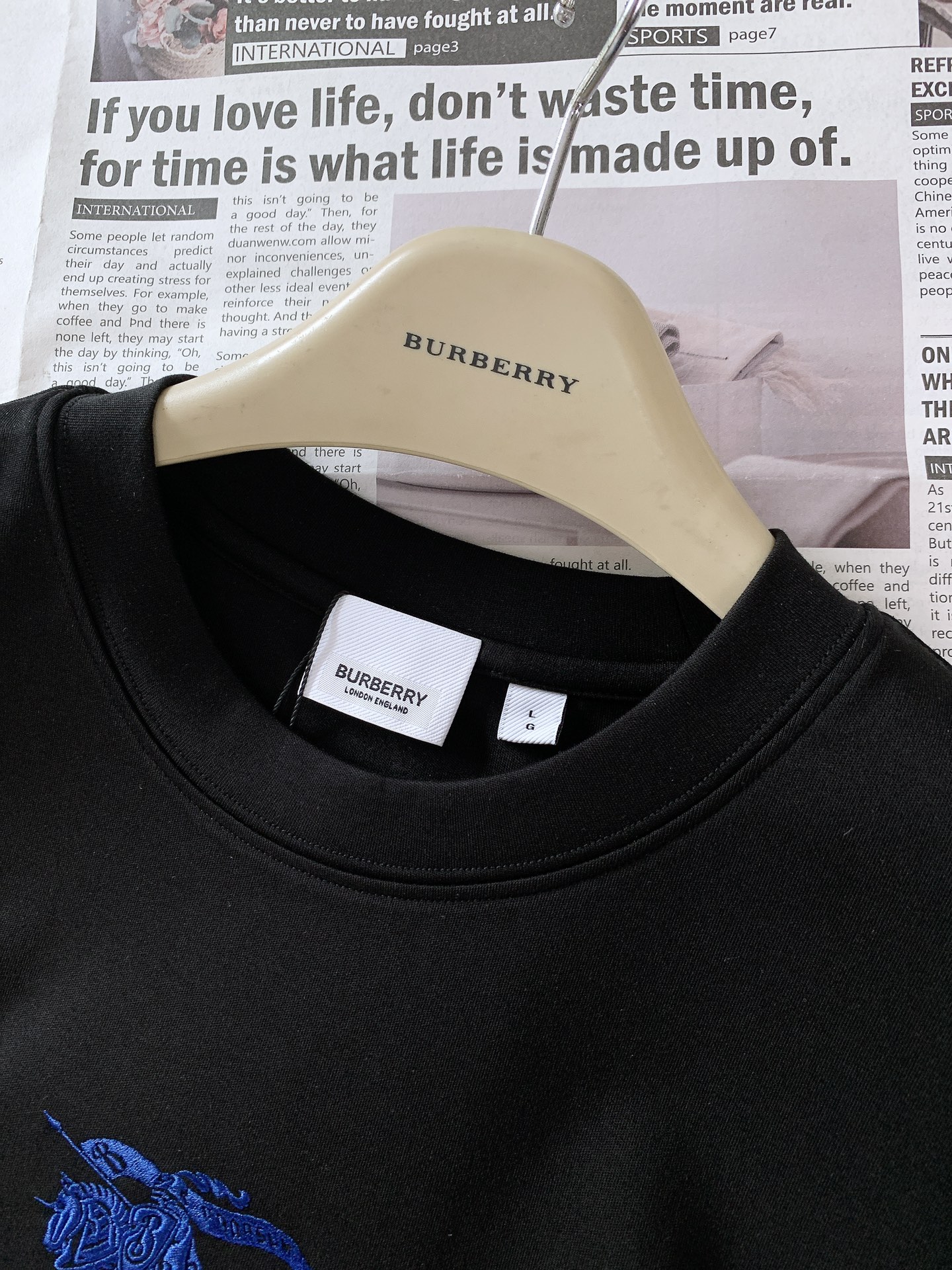 Burberry巴宝莉2024FW早秋新品加厚圆领打底T恤立体感logo微廓形半袖打底T恤定制专柜加厚匹