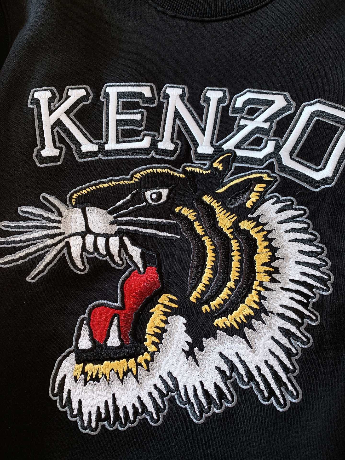Kenzo 高田肾三 VARSITY TIGER系列 全新虎首涂鸦刺绣圆领卫衣。情侣款男女同款。这“V