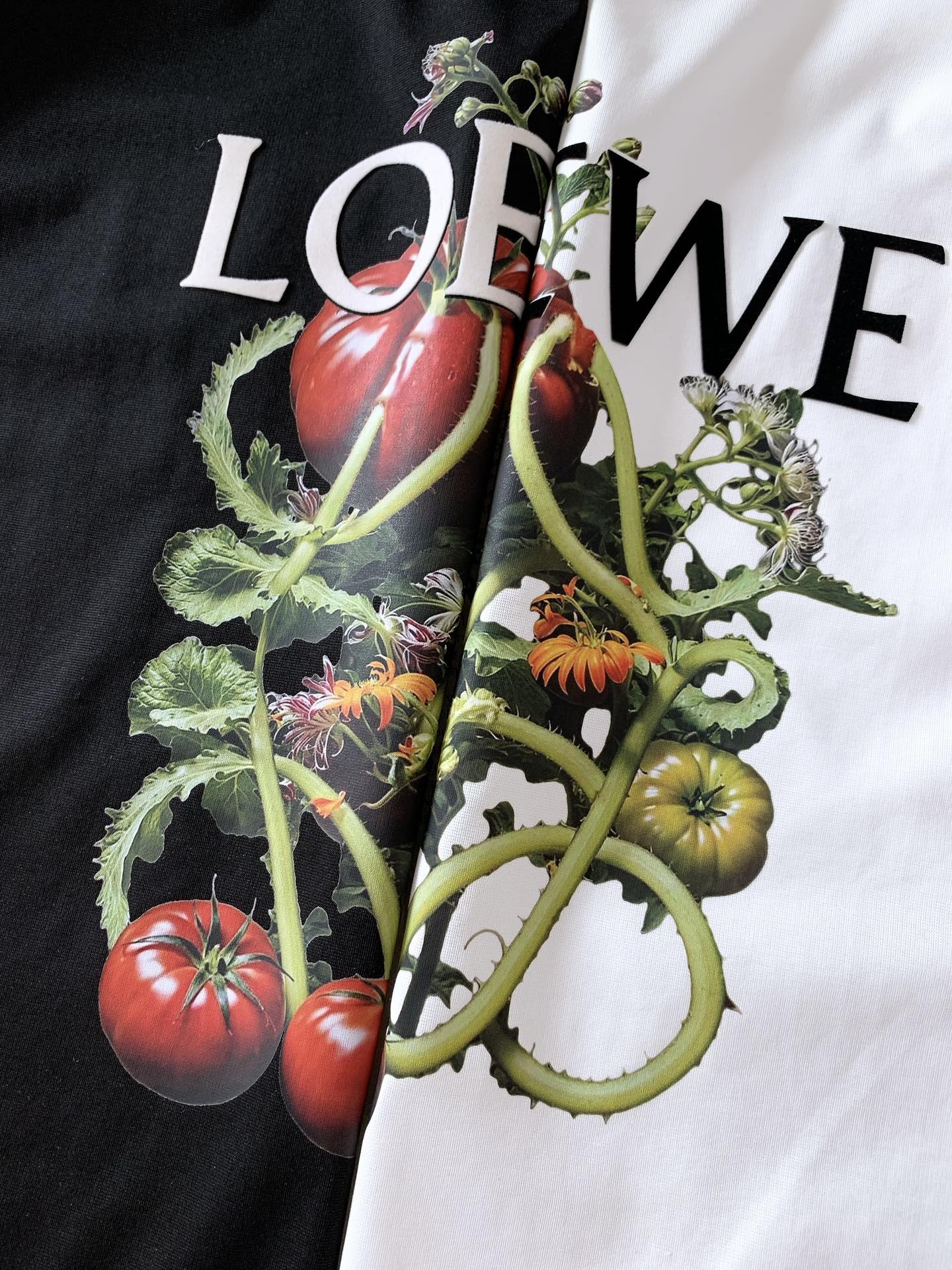 
Loewe 罗意威 2025SS春夏新品
蔬果印花T恤。胸前 “蔬果藤蔓” 印花超绝！红番茄、绿果实攀