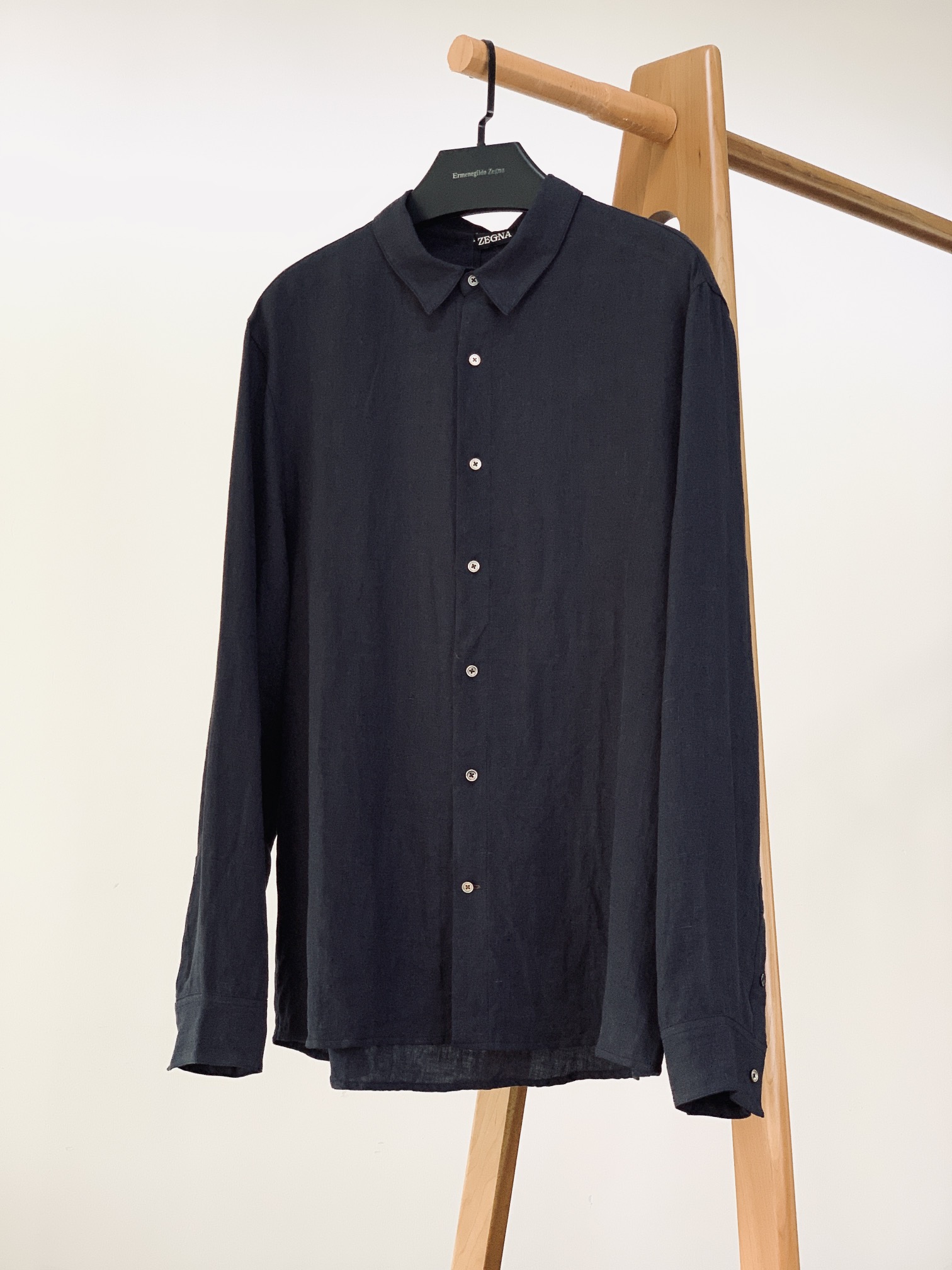 Ermenegildo Zegna Linnen Overhemd - Zwart - 2025SS Collectie - M tot 3XL