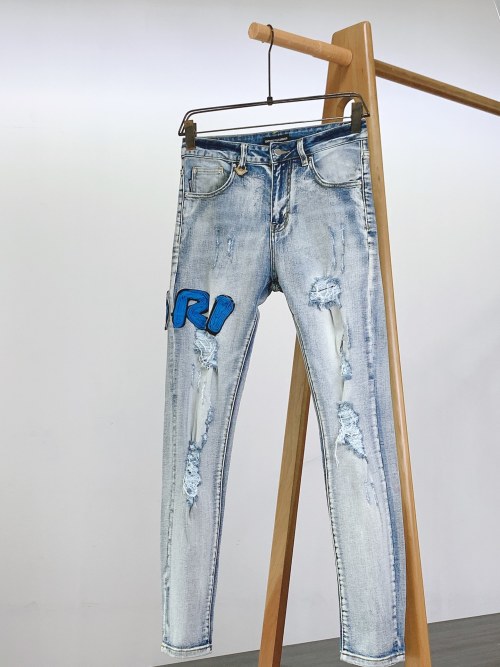 Amiri x Armani 2025SS Distressed Denim Jeans - Street Style Essential