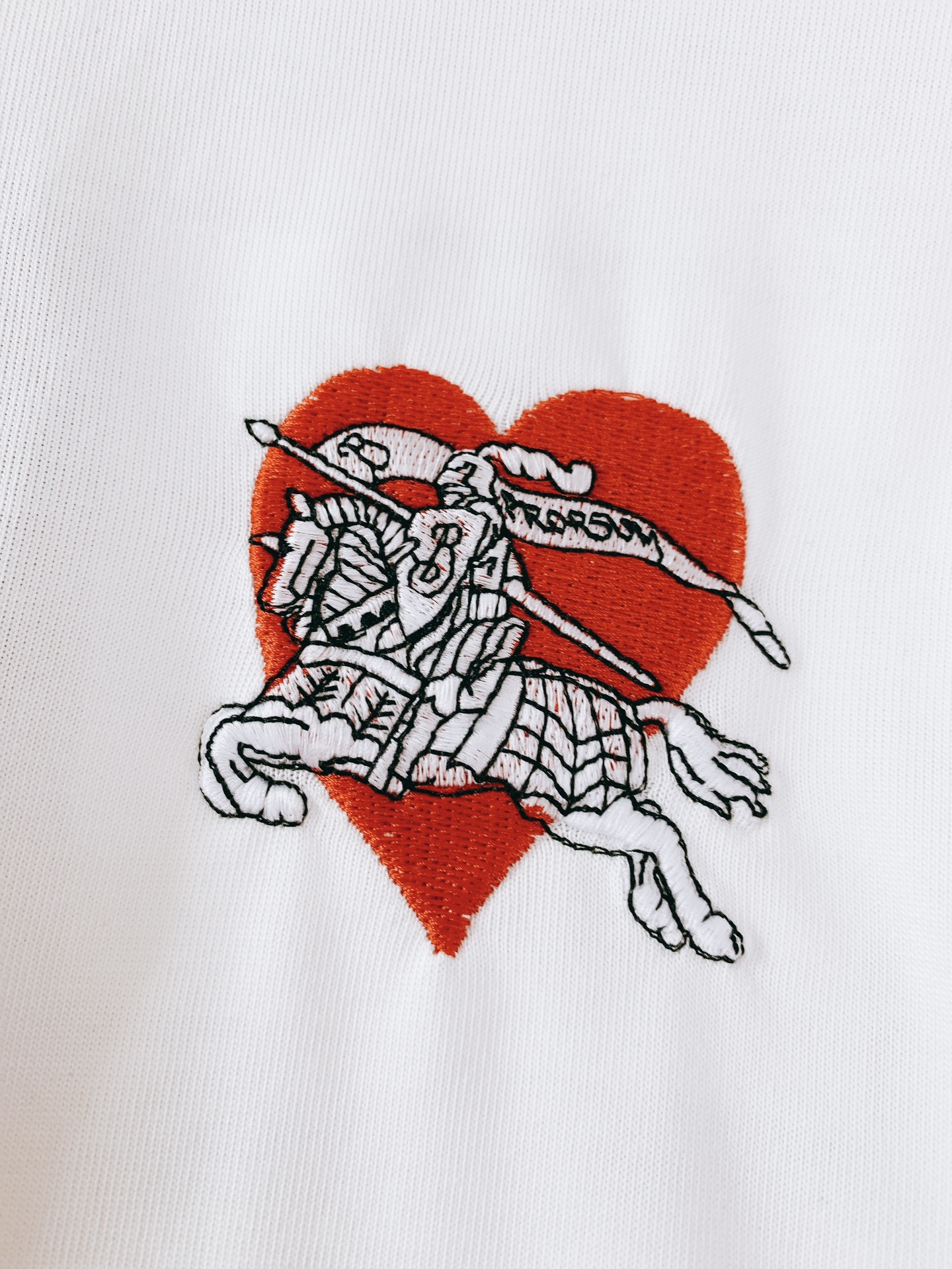 Burberry Men's White T-Shirt with Heart & Knight Embroidery - Limited Edition 6 i1751024261 1626 0