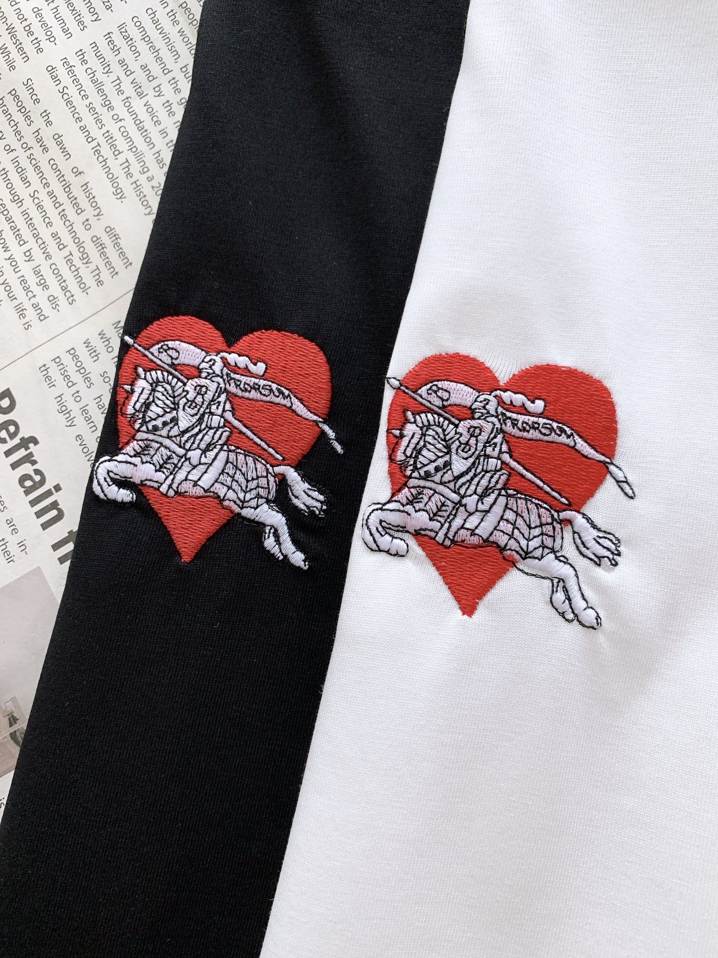 Burberry Men's White T-Shirt with Heart & Knight Embroidery - Limited Edition 10 i1751024263 4738 0