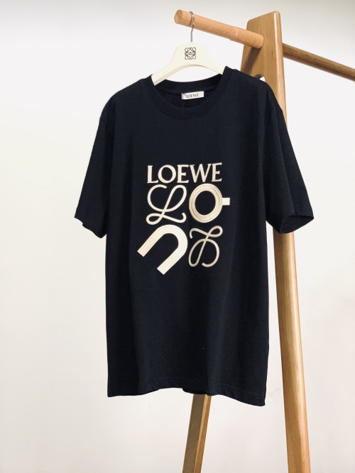 Loewe 2025SS Men's Casual Round Neck T-Shirt with Logo Embroidery 1 Loewe 2025SS Men's Casual Round Neck T-Shirt with Logo Embroidery