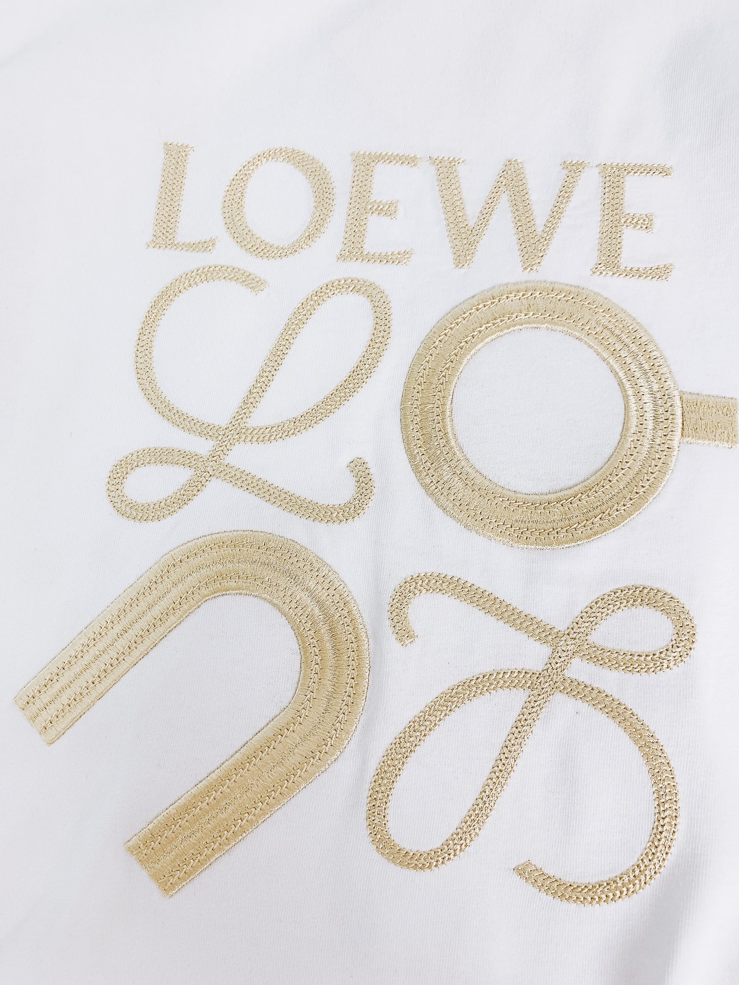 Loewe 2025SS Men's White Cotton T-Shirt with Embroidered Logo,S - XL 5 i1751025540 6709 1