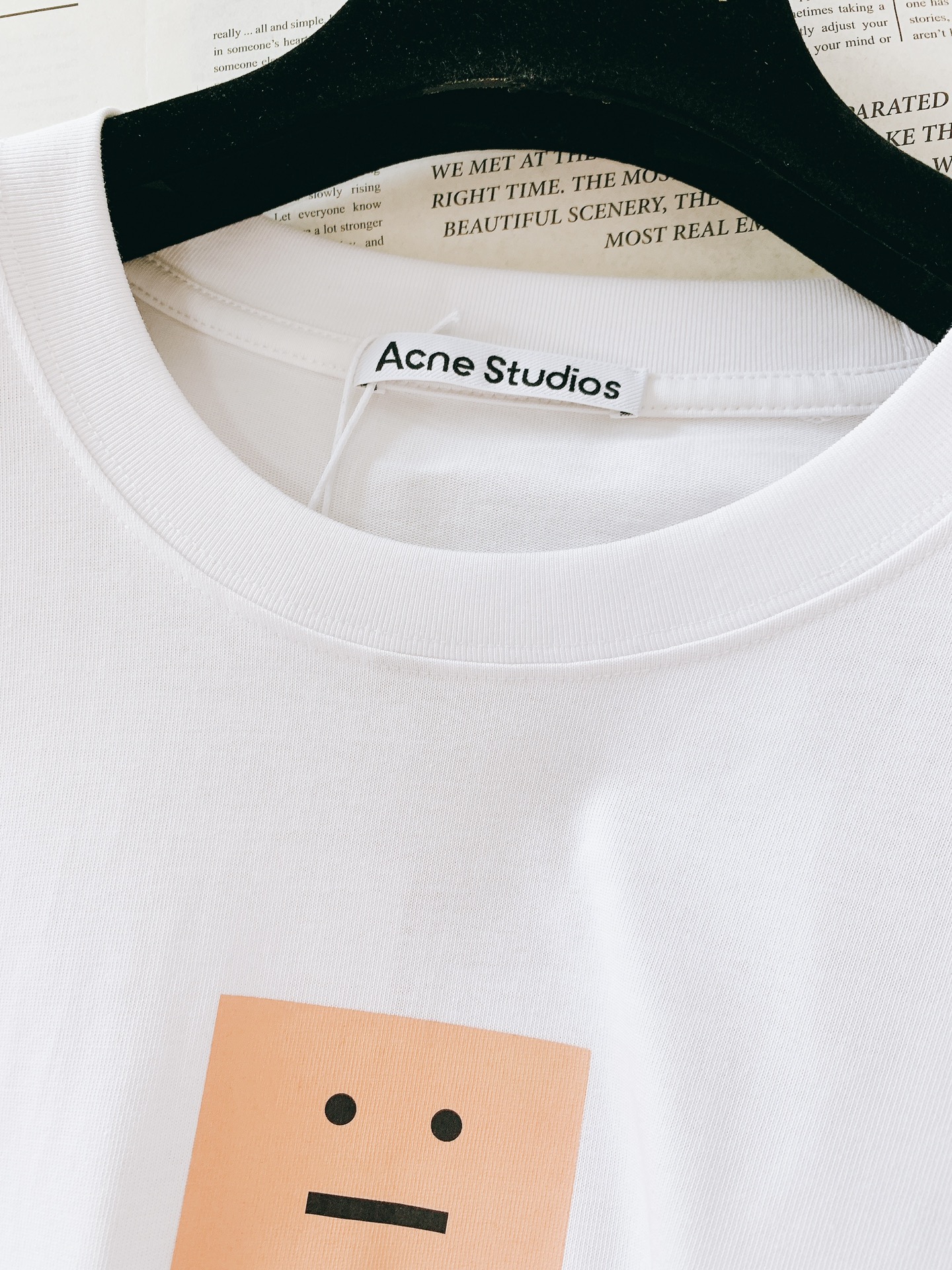 ACNE 艾克妮经典方块笑脸 双色男女同款圆领长袖T恤 打底衫全新秋装🍂 AcneStudios 笑脸印