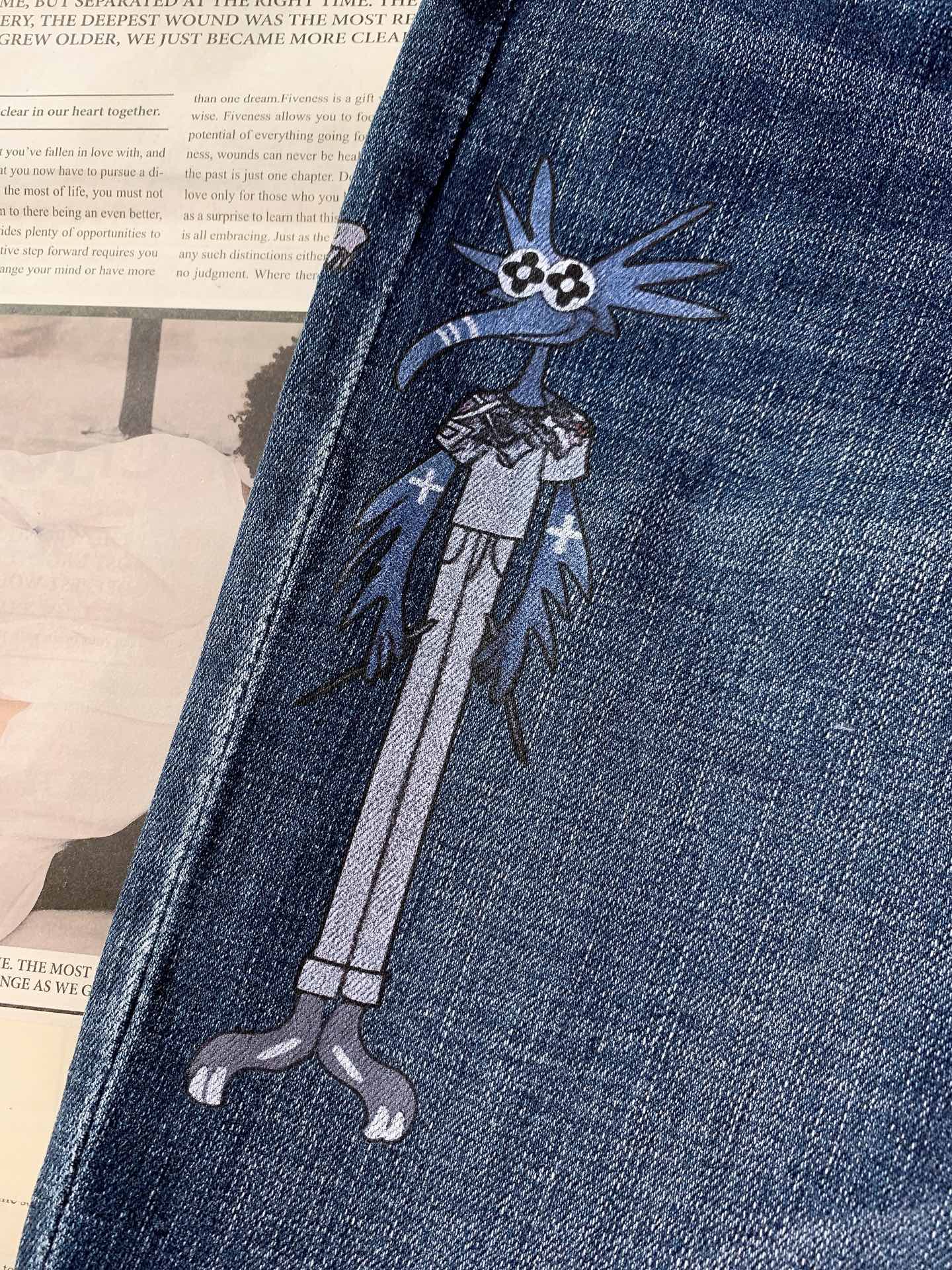 LouisVuitton 路易威登 2026SS早春新品卡通潮玩做旧牛仔裤 ×范丞丞联名款，潮男必入！精