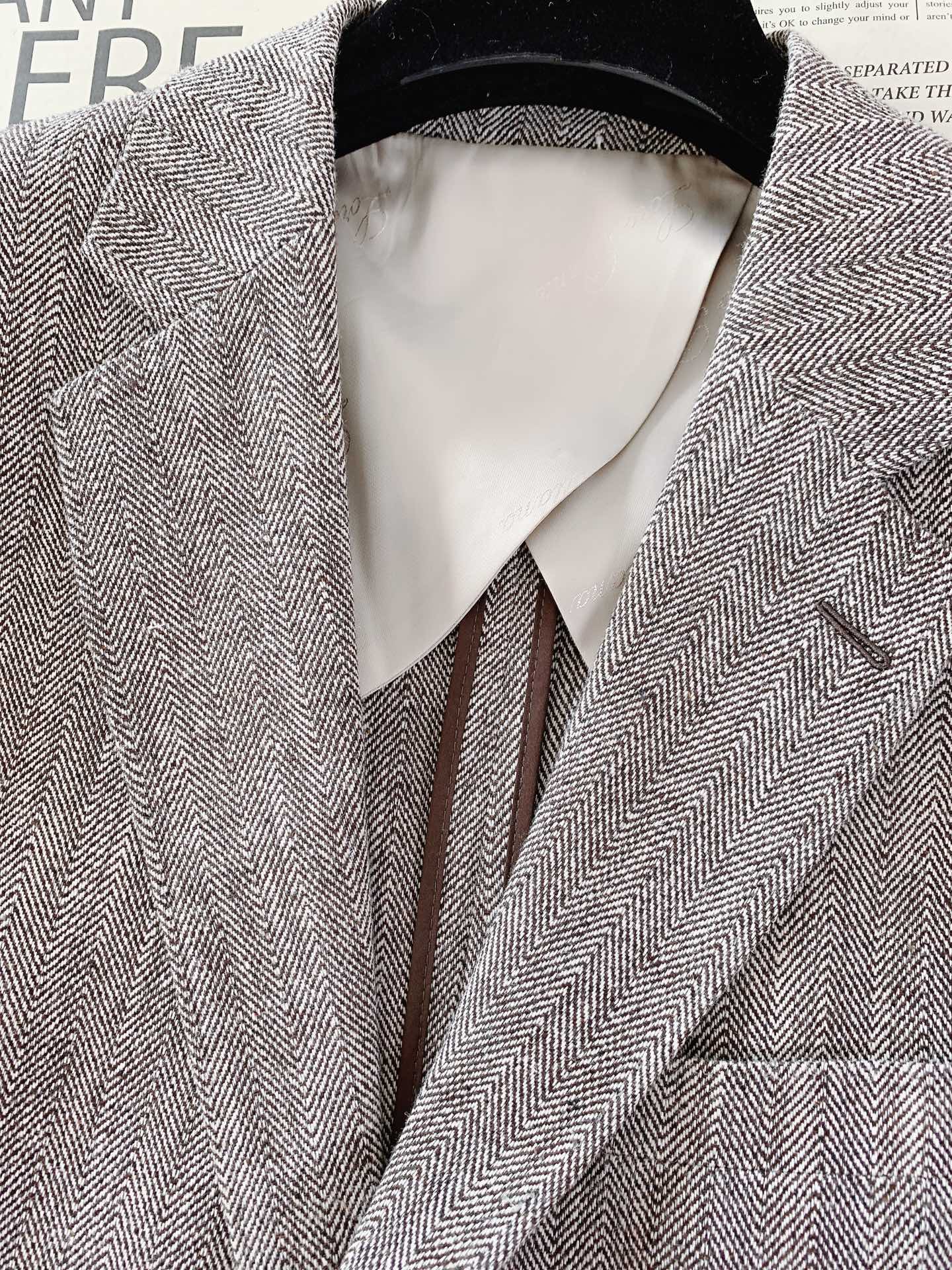 LoroPiana L.P SS早春新品高定人字纹休闲西装｜雅痞绅士的衣橱刚需进口羊毛亚麻混纺材质，天然