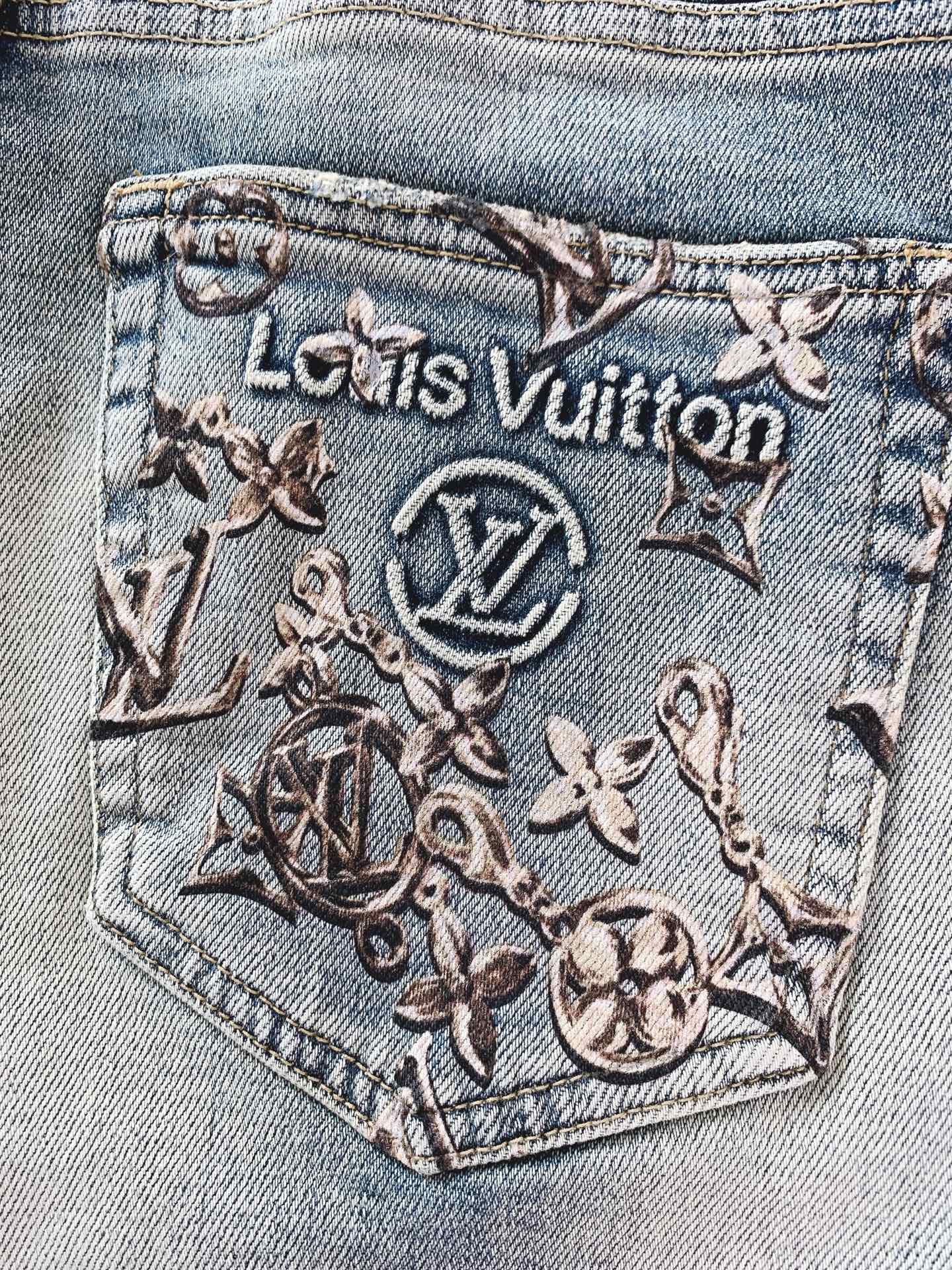 LouisVuitton 路易威登 2026SS春夏新品复古Monogram印花牛仔短裤高支重磅牛仔，渐