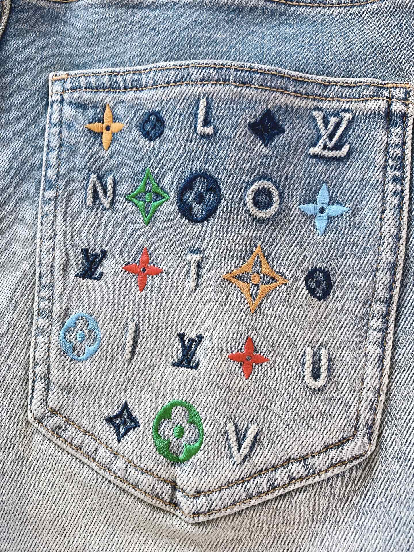 LouisVuitton 路易威登 2026SS春夏新品彩色Monogram刺绣牛仔短裤🩳高支重磅牛仔布