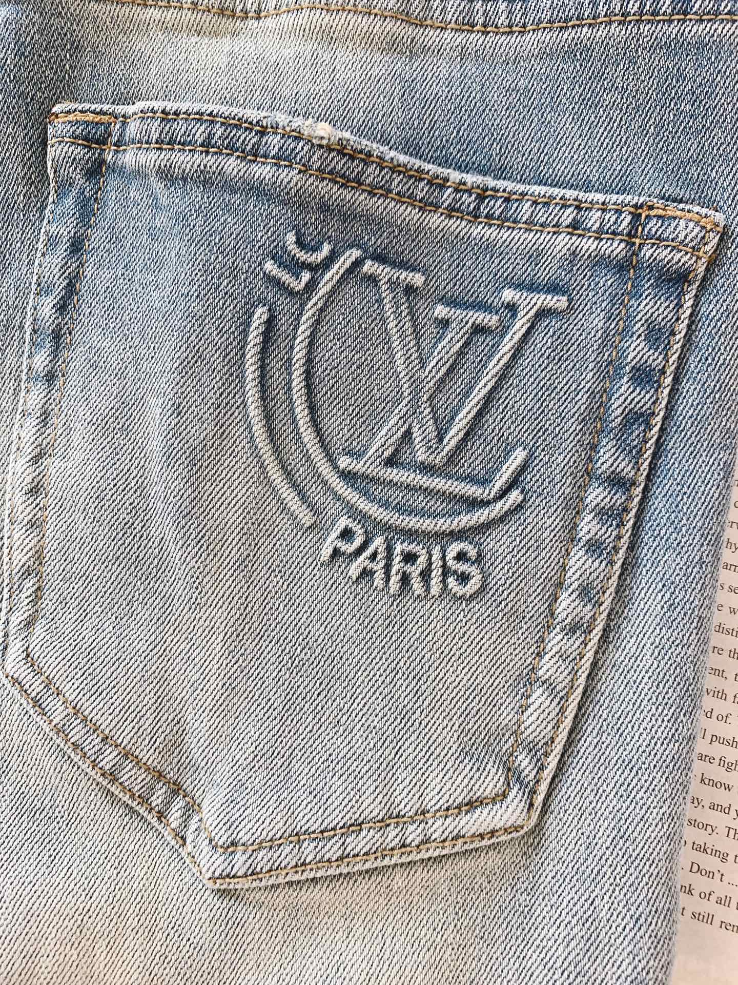 LouisVuitton 路易威登 破洞刺绣直筒牛仔裤👖重磅水洗牛仔面料｜石洗工艺+抗皱不易变形定制金属