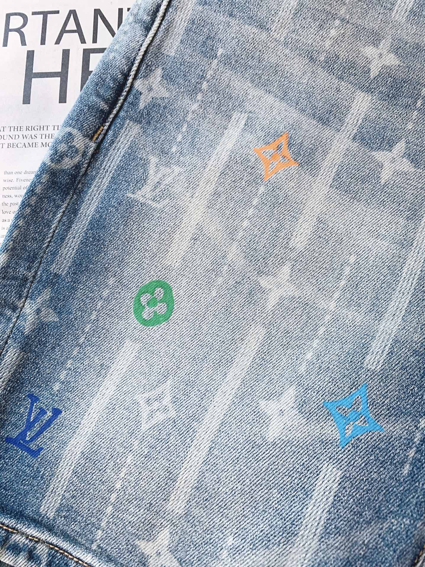 LouisVuitton 路易威登 2026SS春夏新品彩色Monogram印花牛仔短裤🩳高支重磅牛仔布