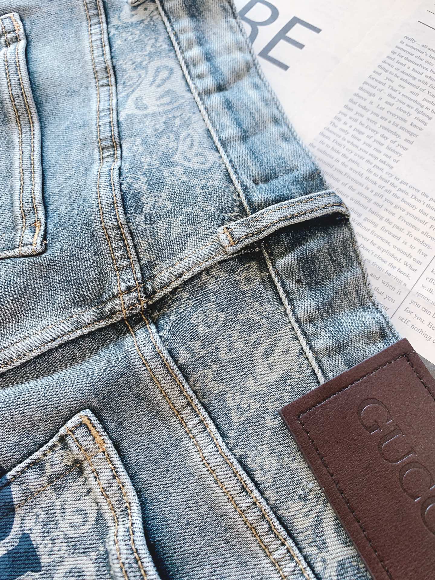 Gucci 古驰 2026SS春夏新品佩斯利印花牛仔短裤🩳高支重磅牛仔布料，复古渐变蓝做旧质感出众微弹面