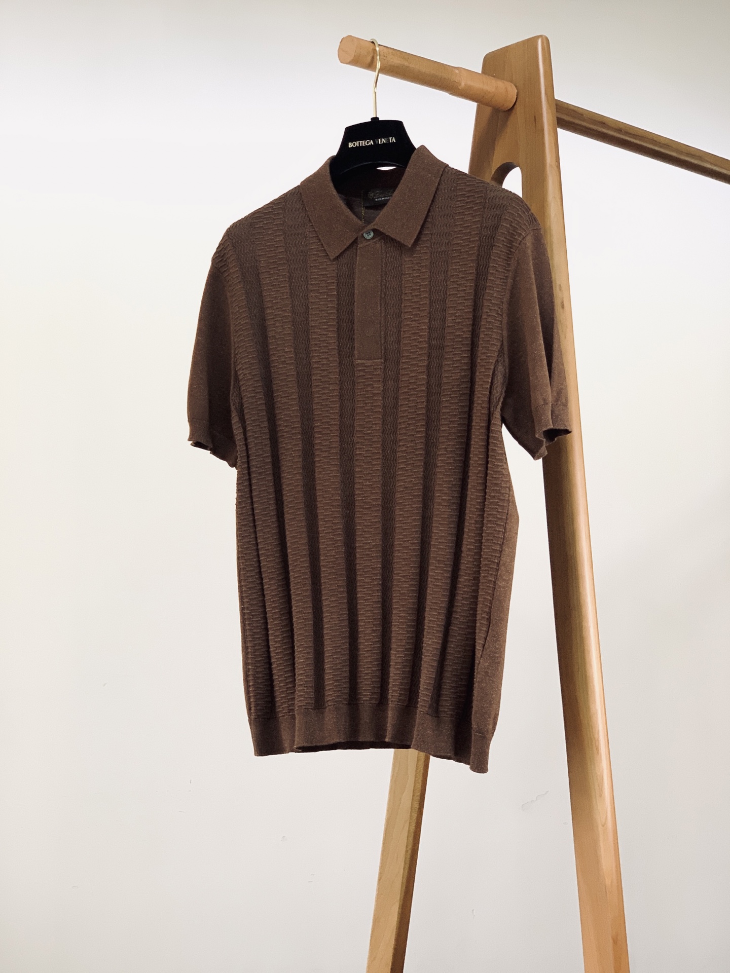 LoroPiana L.P SS春夏新品 意式肌理提花针织Polo衫超细冰丝针织面料｜自带冰凉体感方格波