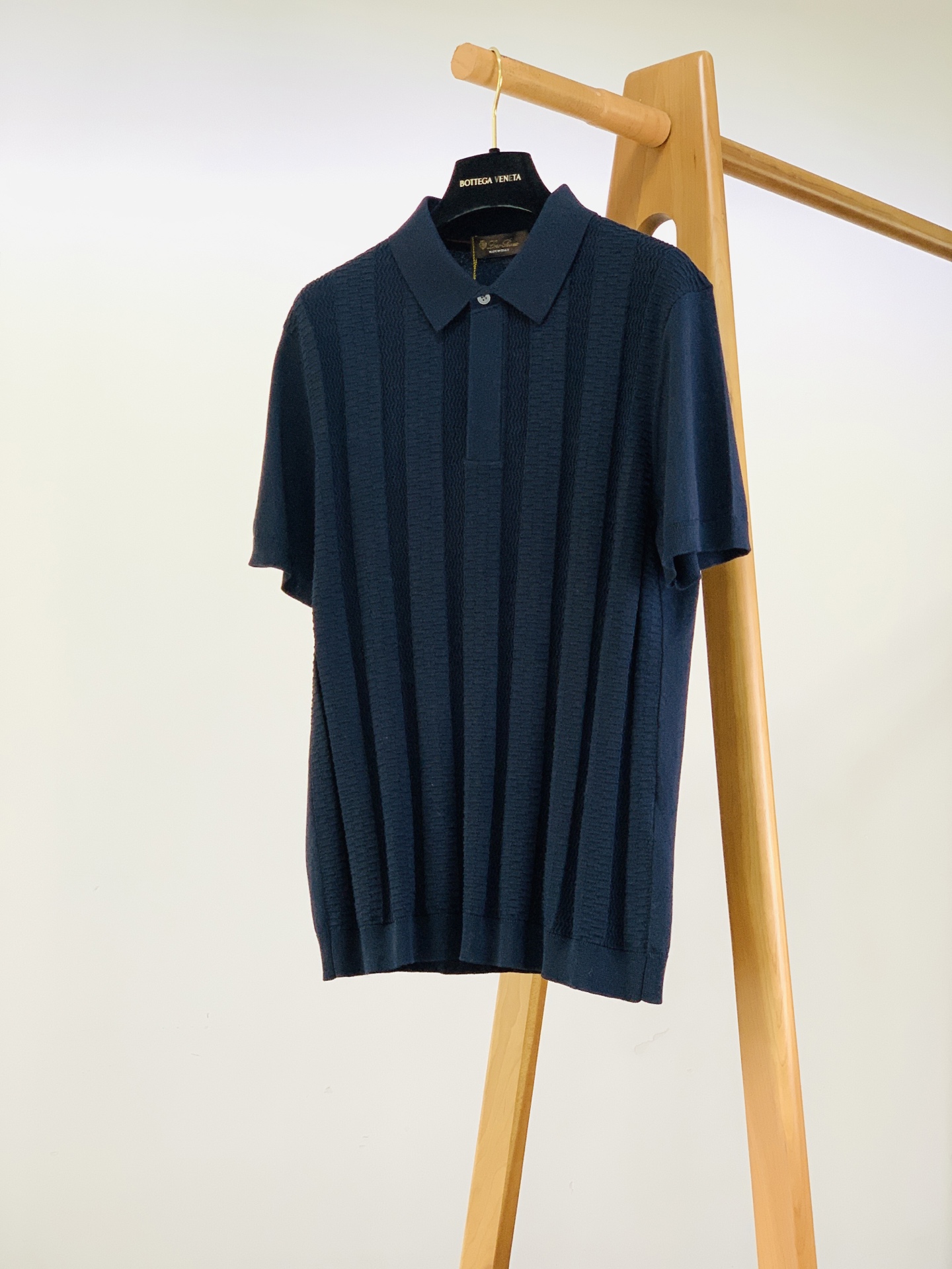 LoroPiana L.P SS春夏新品 意式肌理提花针织Polo衫超细冰丝针织面料｜自带冰凉体感方格波