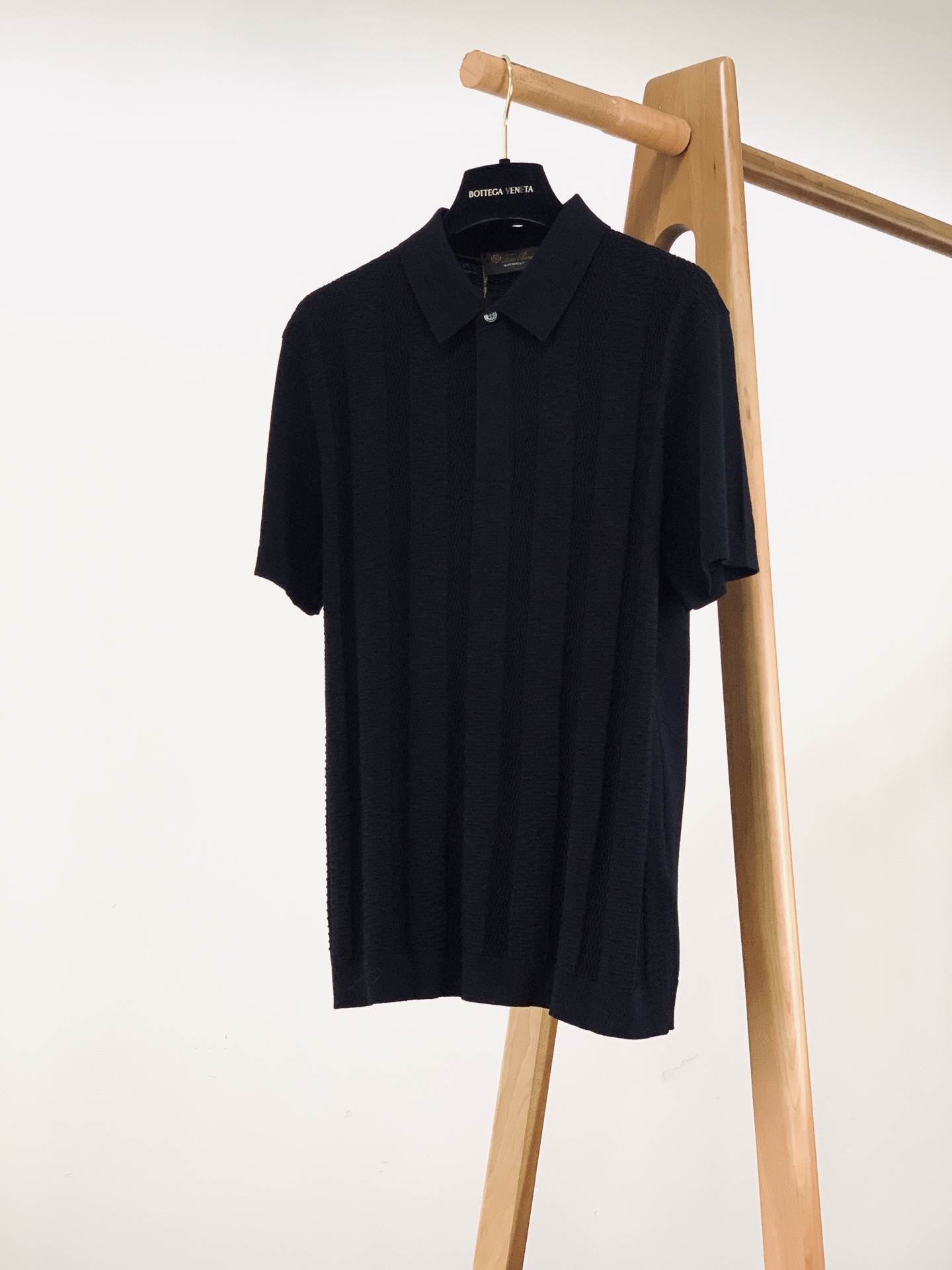 LoroPiana L.P SS春夏新品 意式肌理提花针织Polo衫超细冰丝针织面料｜自带冰凉体感方格波