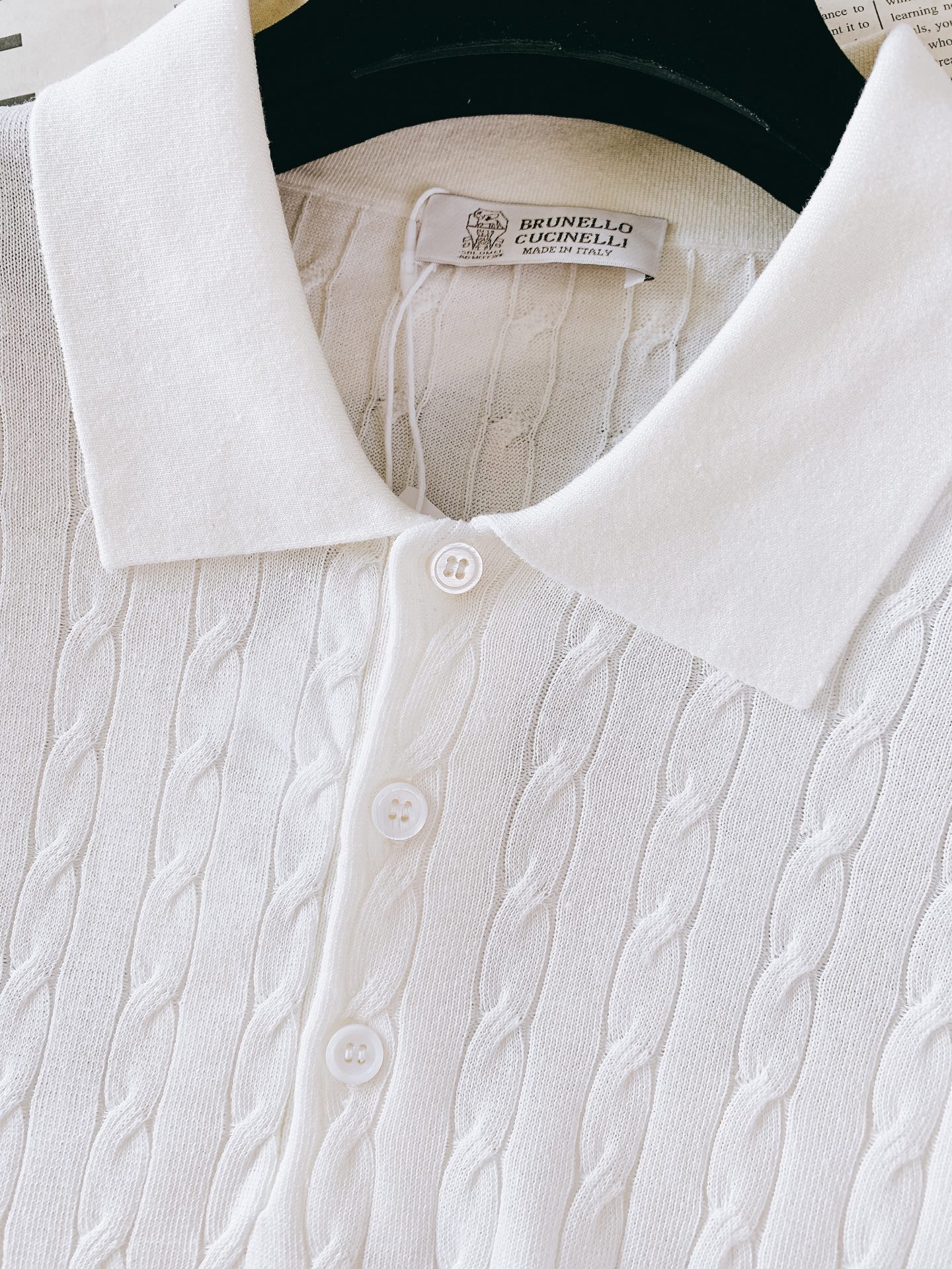 Brunello Cucinelli 布鲁奈罗.库奇内利 2026SS春夏新品经典绞花针织Polo衫高支