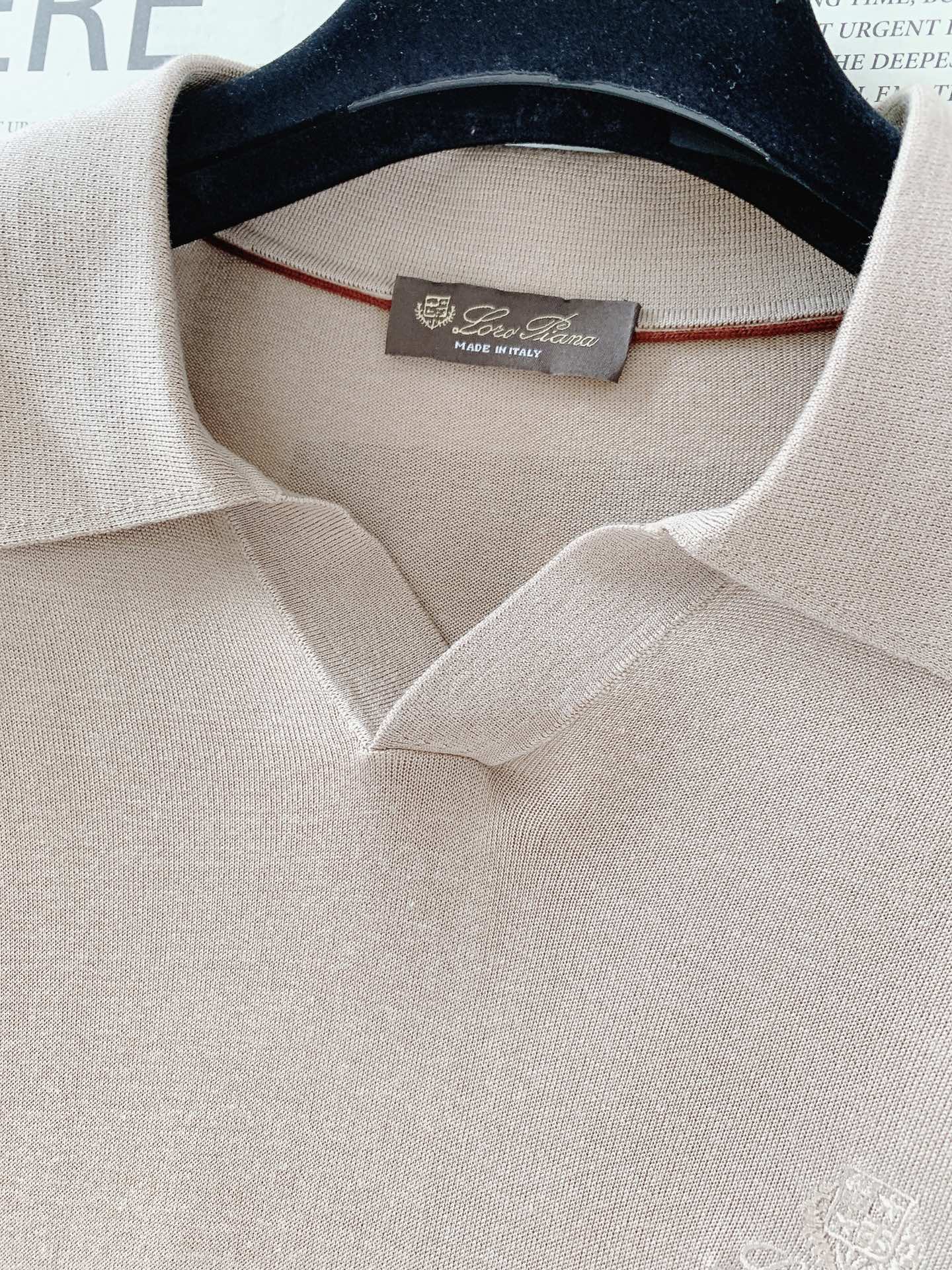 LoroPiana L.P SS春夏新品 Loro Piana翻领针织短袖材质 桑蚕丝混纺尺寸	M	  