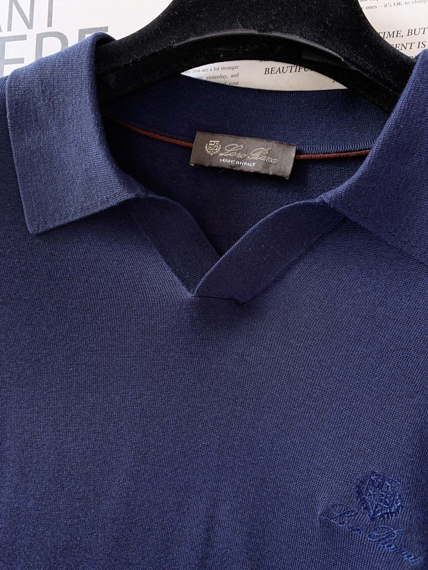 LoroPiana L.P SS春夏新品 Loro Piana翻领针织短袖材质 桑蚕丝混纺尺寸	M	  