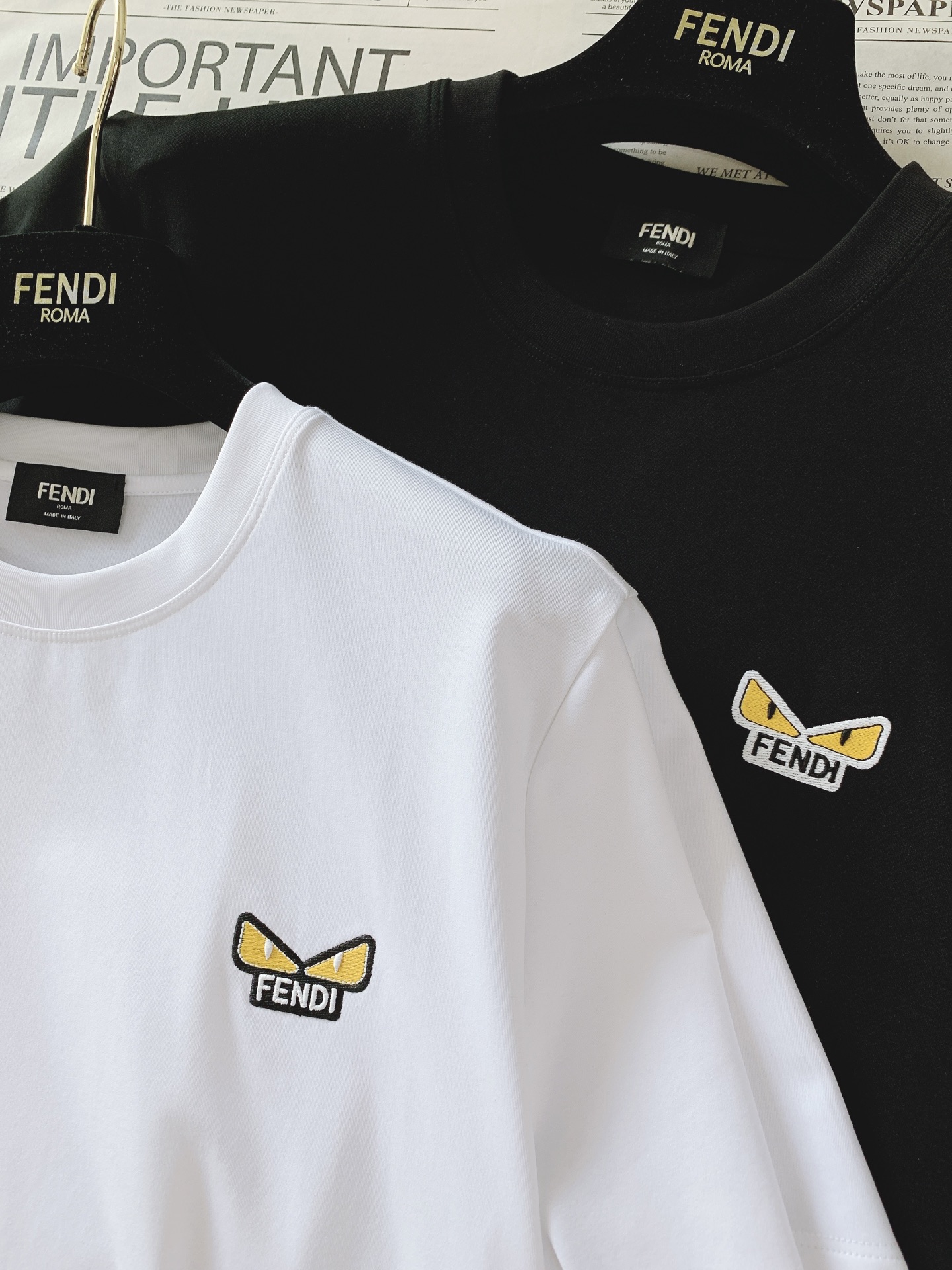 Fendi 芬迪 2026SS春夏新品小怪兽系列刺绣T恤高支长绒精梳棉｜220g重磅质感经典黄眼刺绣标识